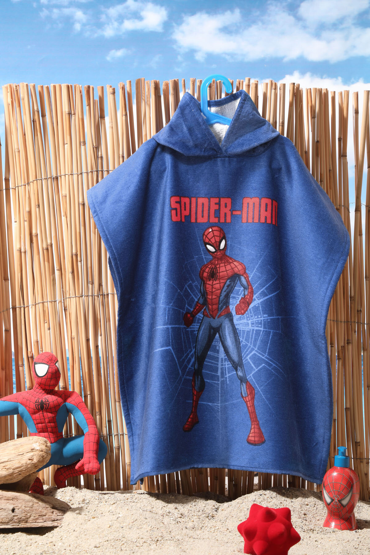 Özdilek Spiderman Web Lisanslı Kadife Çocuk Panço 4/9 Yaş