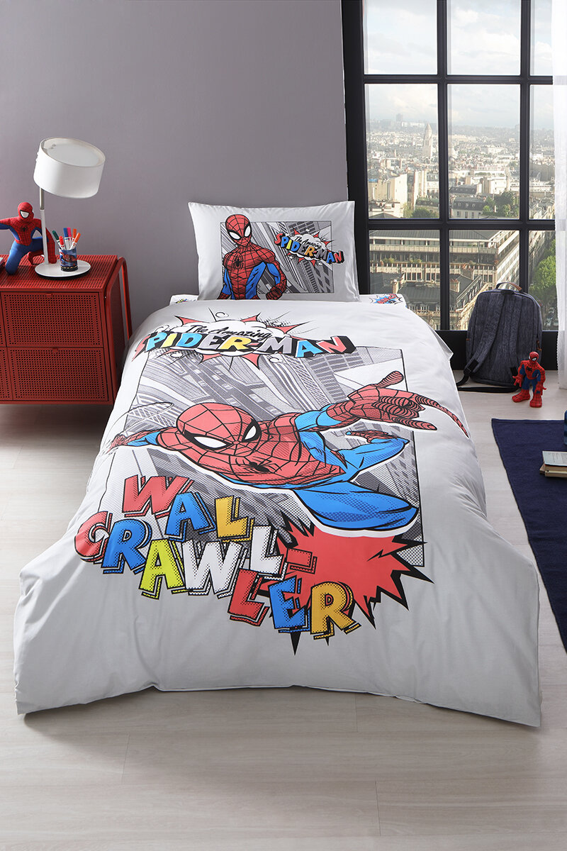 Özdilek Spiderman Wall Tek Kişilik Lisanslı Lastikli Çarşaf Çocuk Nevresim Takımı