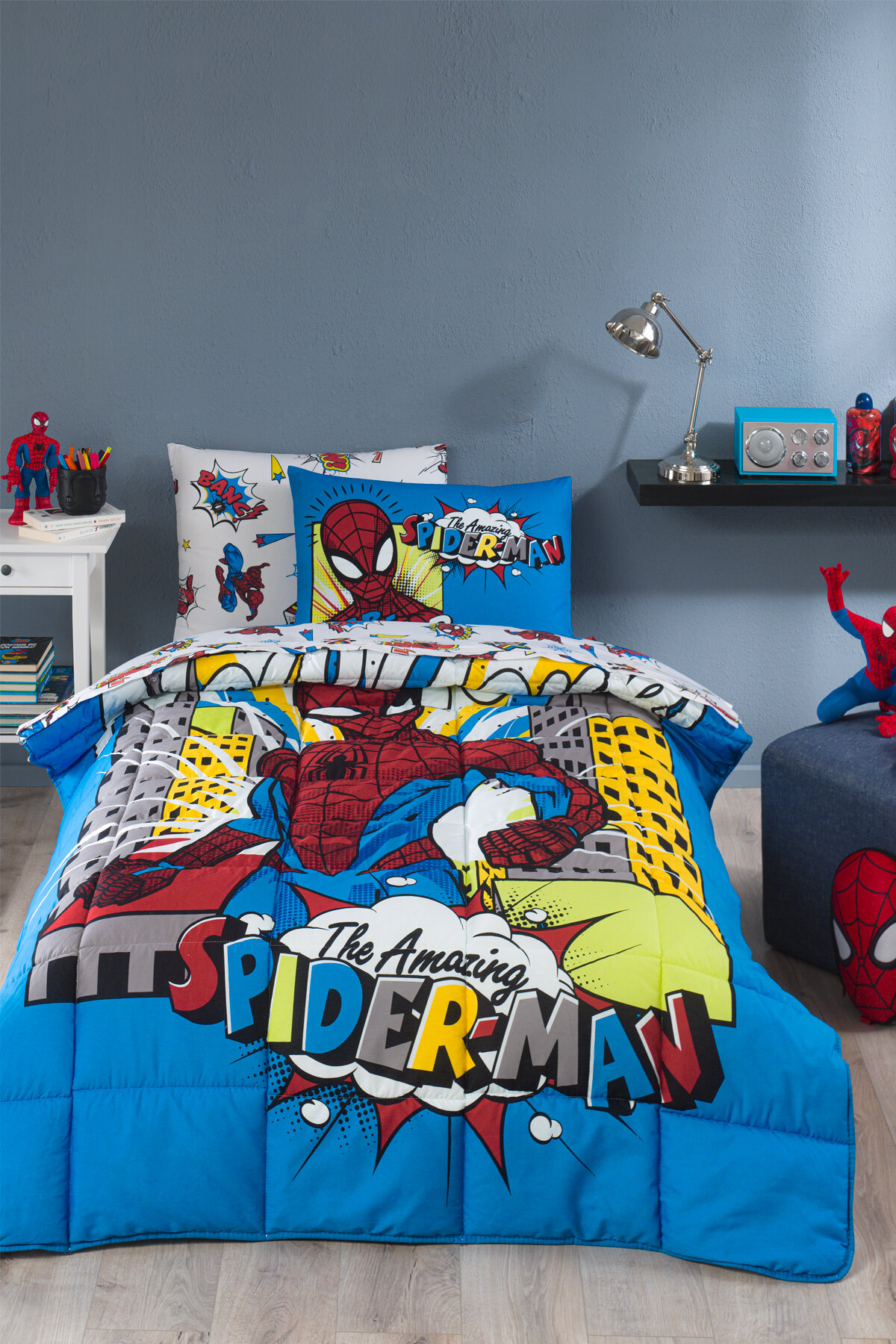 Özdilek Spiderman New York Tek Kişilik Lisanslı Lastikli Çarşaf Çocuk Uyku Seti