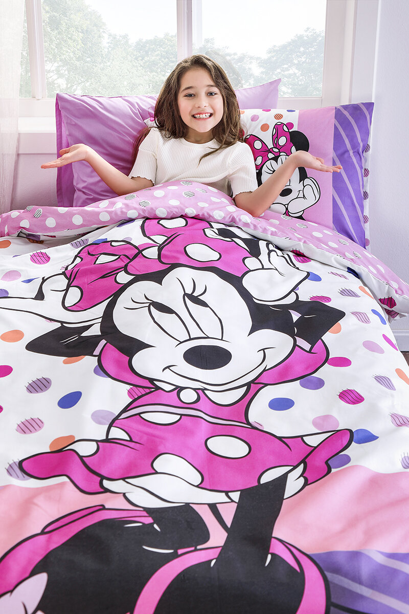 Özdilek Minnie Mouse Trend Tek Kişilik Disney Lisanslı Lastikli Çarşaf Çocuk Nevresim Takımı