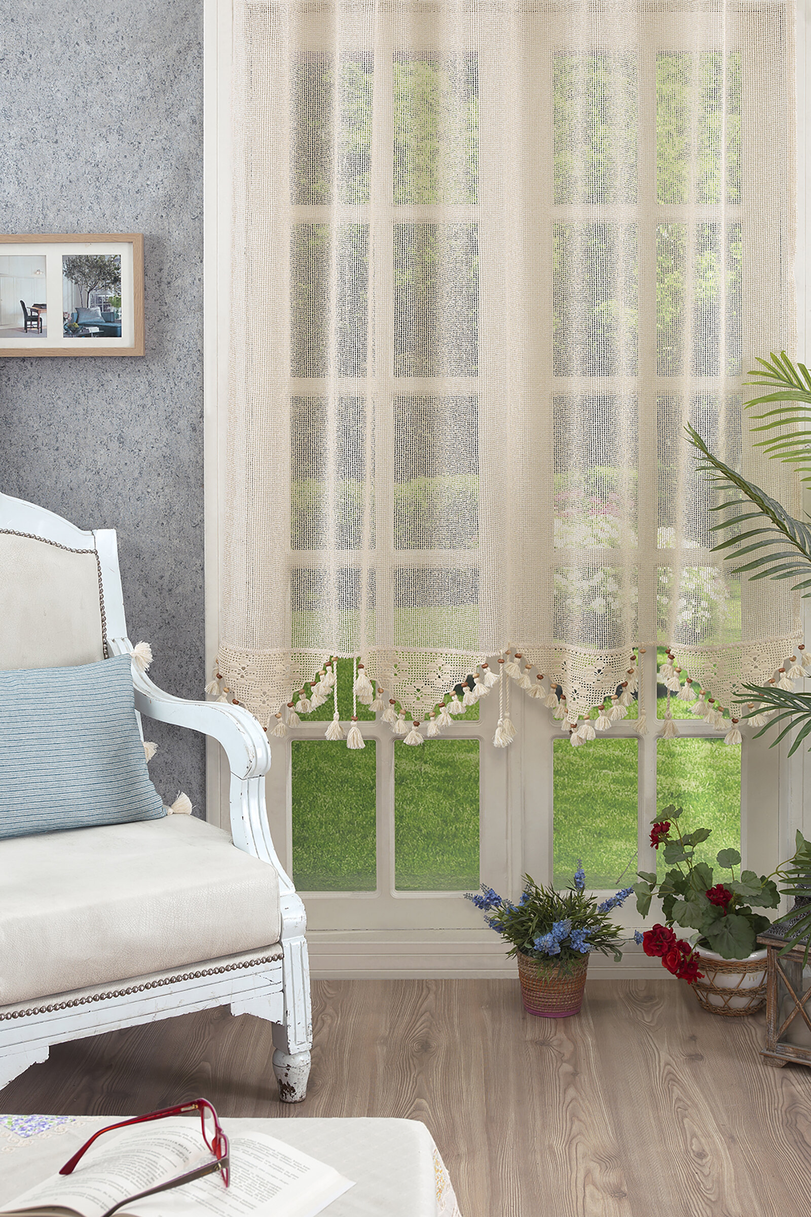 Floretta Elişi Dantelli Tül Perde PR005 160x180 cm