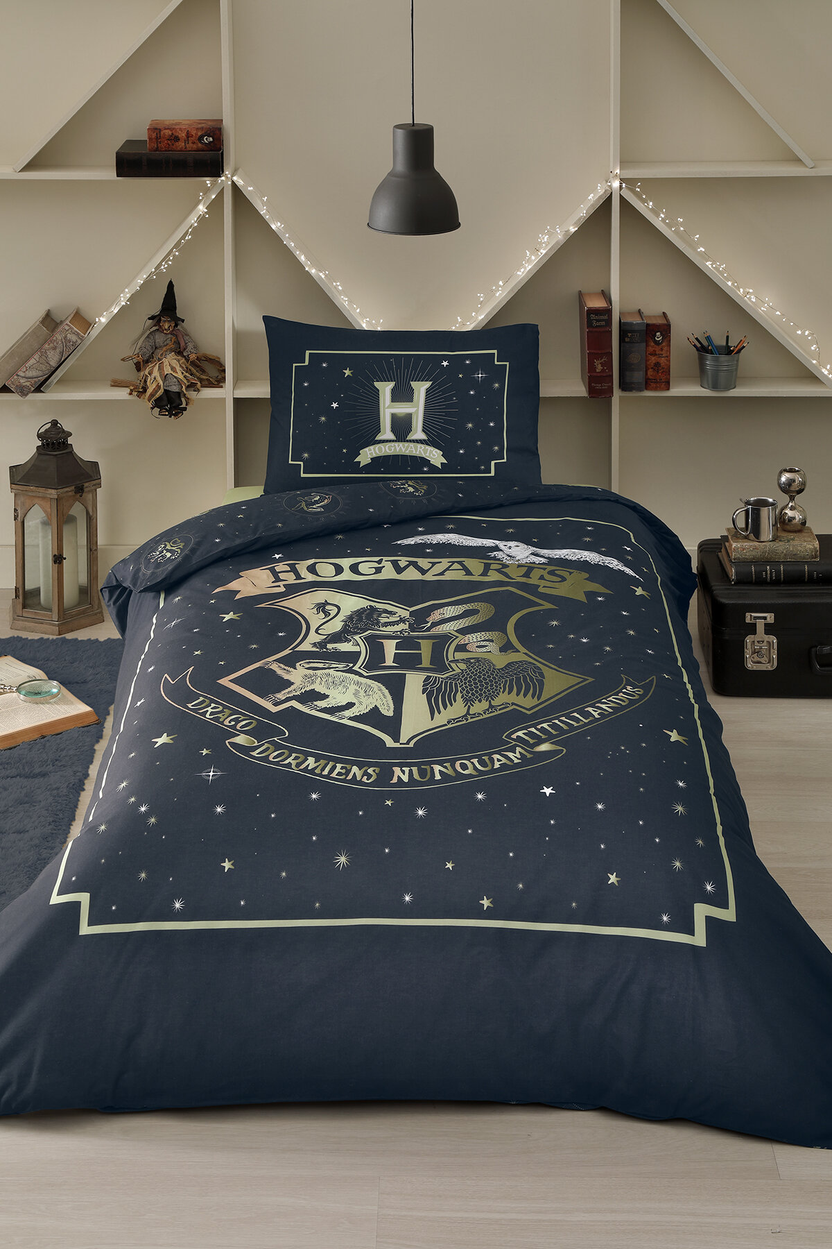 Özdilek Harry Potter Hogwarts Glam Tek Kişilik Lisanslı Lastikli Çarşaf Çocuk Nevresim Takımı