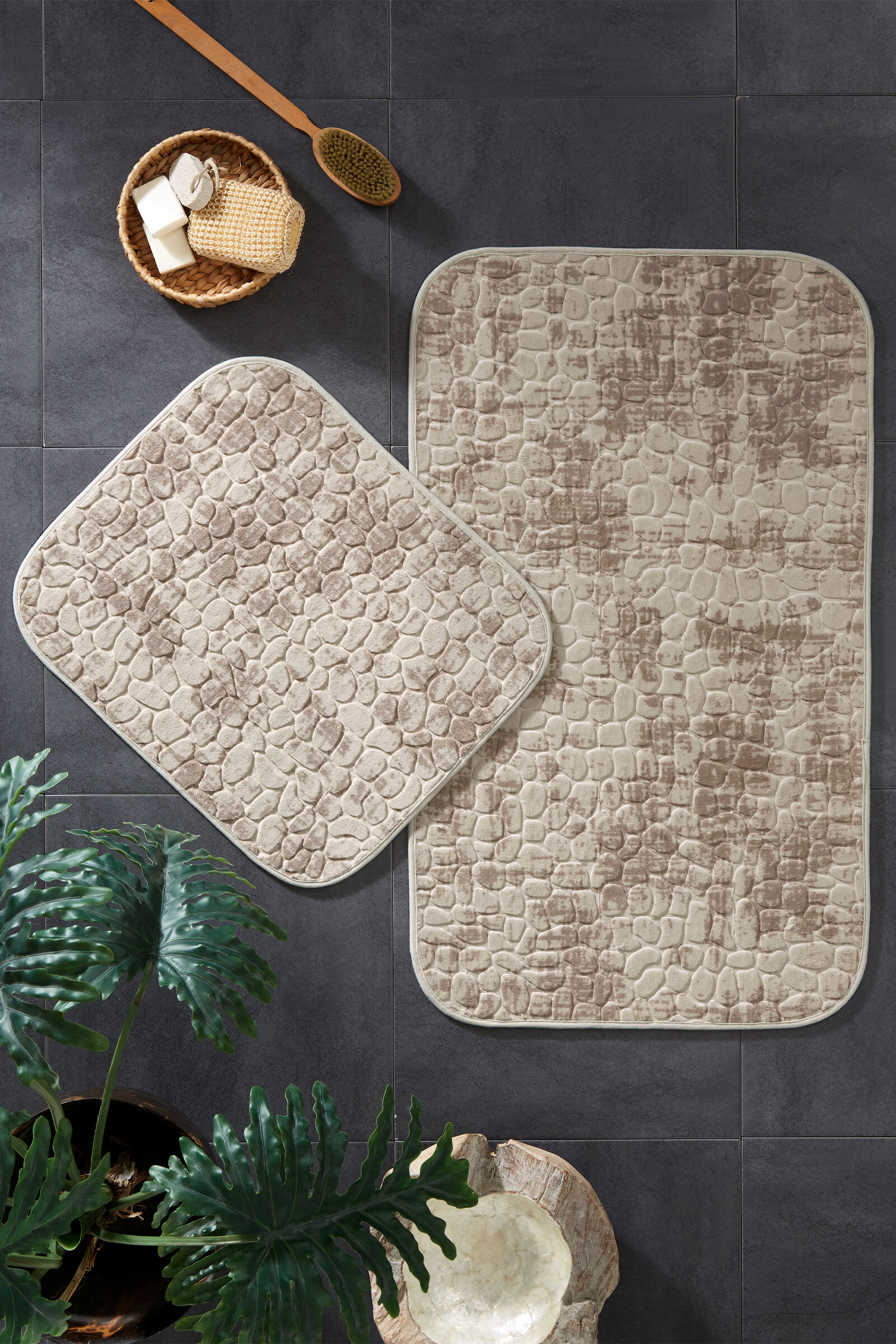 Özdilek Stone 2'li Embos Banyo Paspası