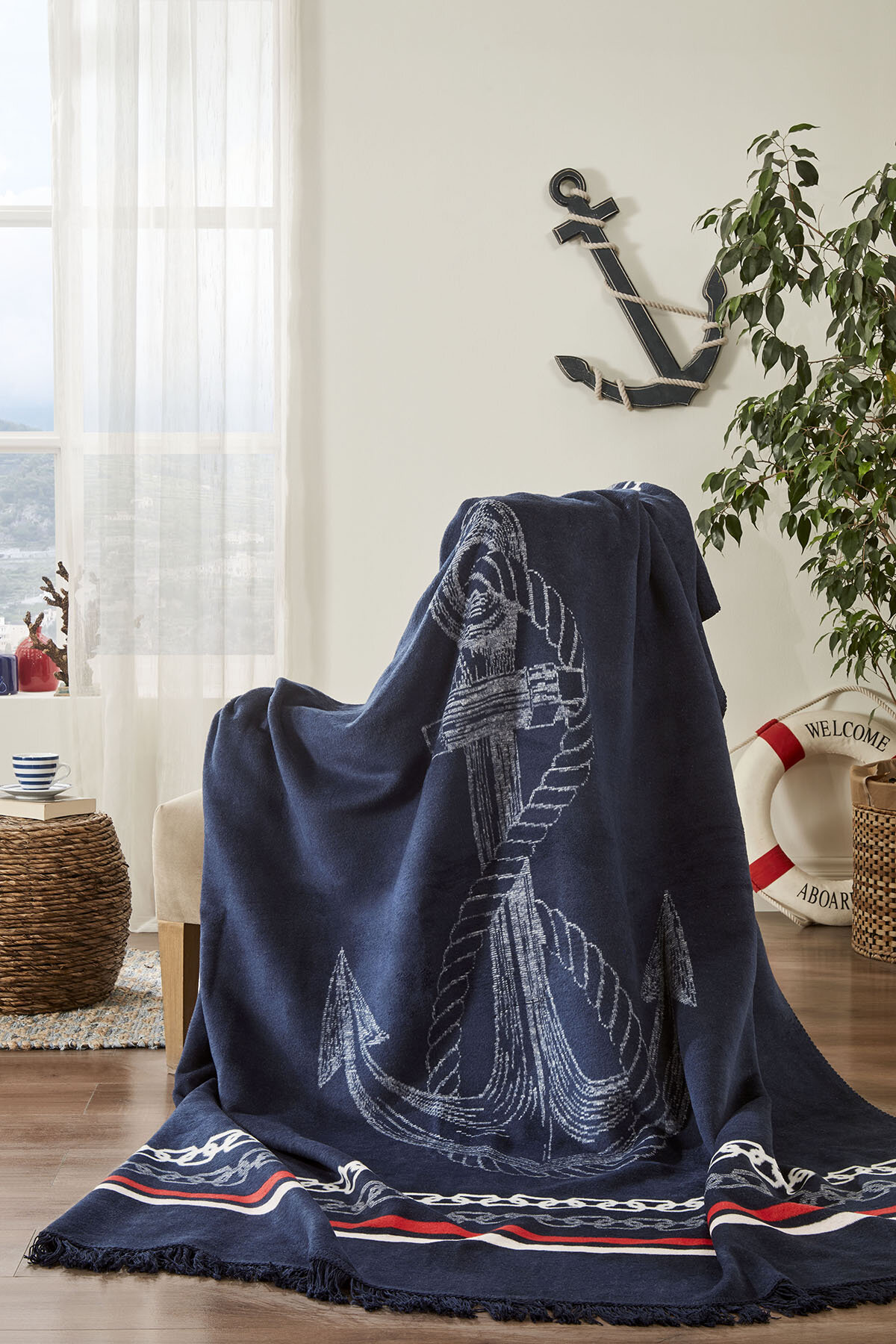 Özdilek Navy Tek Kişilik Pamuklu Battaniye 150x200 cm