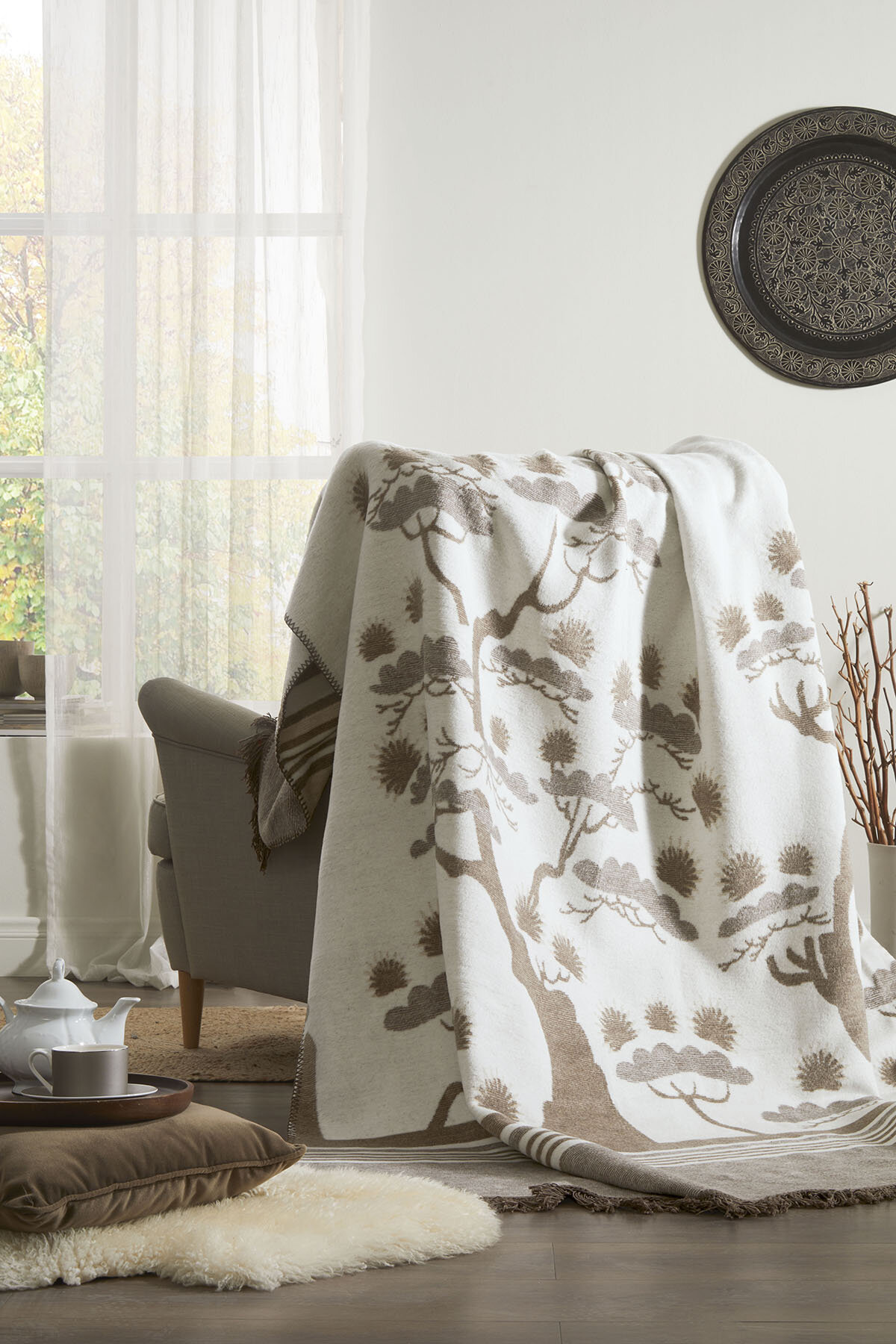 Özdilek Sakura Çift Kişilik Pamuklu Battaniye 180x220 cm