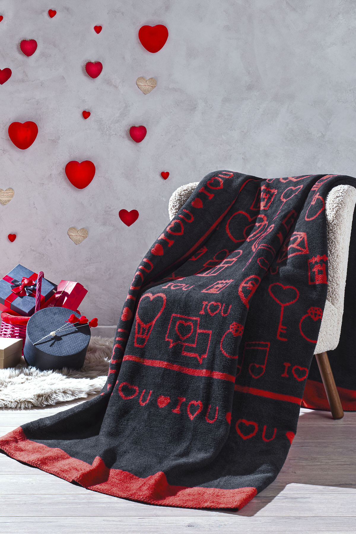 Özdilek Gleam Love Çift Kişilik Pamuklu Battaniye 180x220 cm