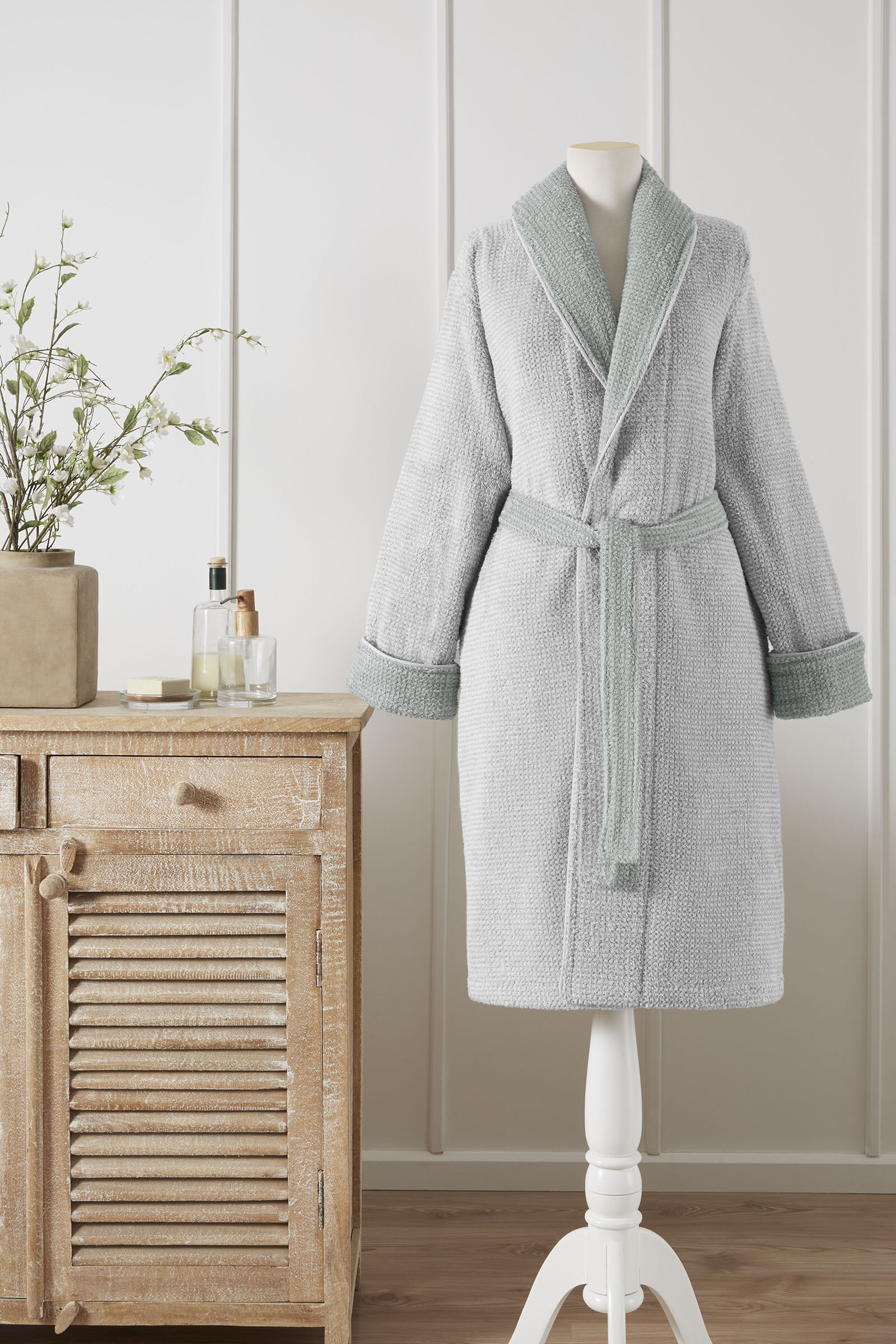 Sadem Organik Plaid Şal Yaka Bornoz