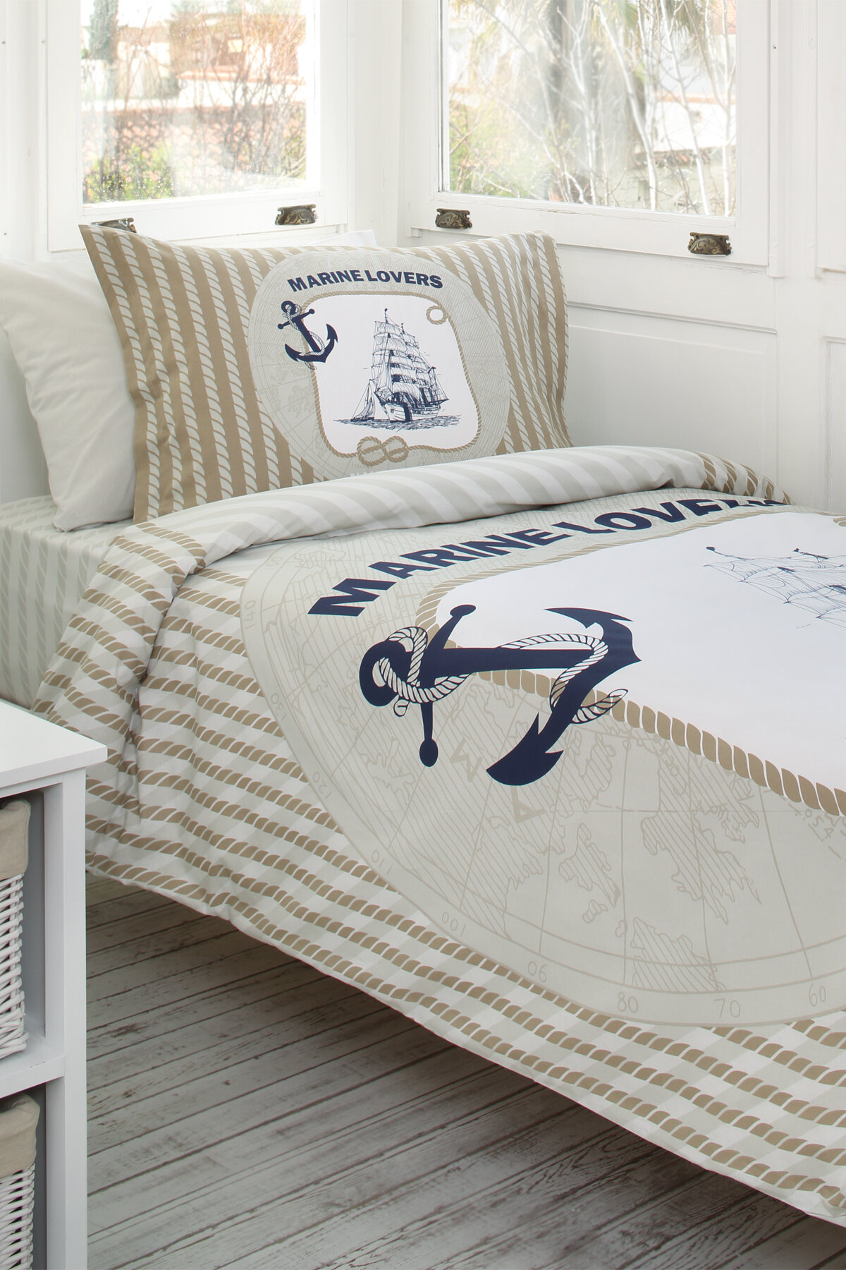 Özdilek Marine Lover Tek Kişilik Lastikli Çarşaf Nevresim Takımı