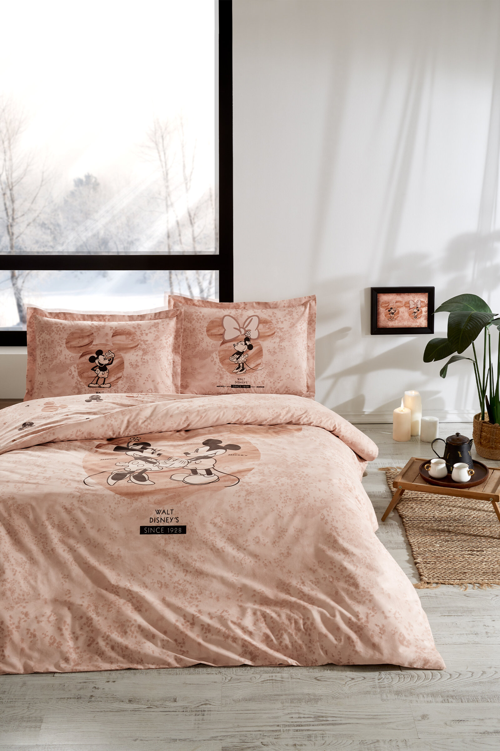 Özdilek Mickey & Minnie Mouse Effect Çift Kişilik Disney Lisanslı Lastikli Çarşaf Nevresim Takımı