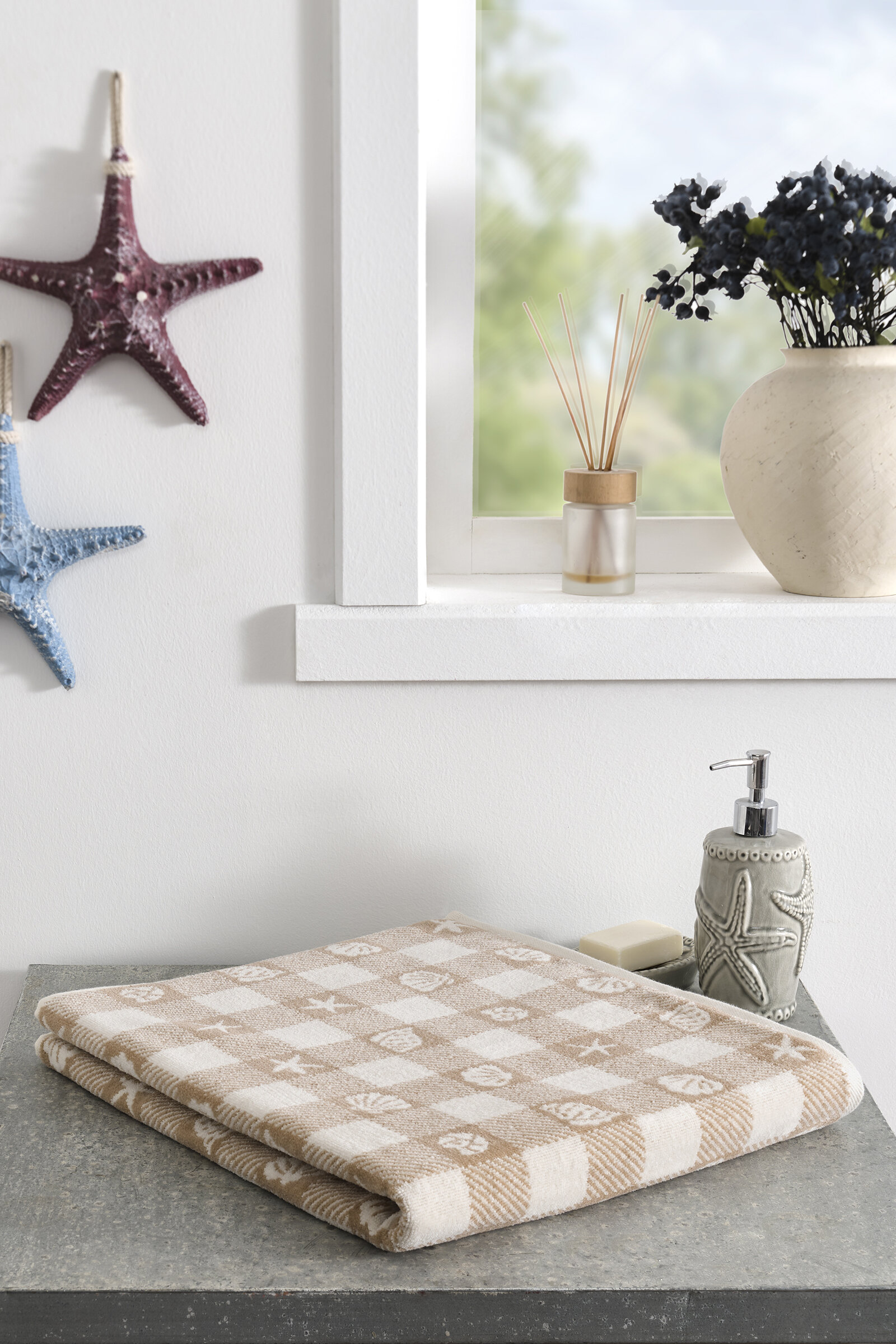 Özdilek Shell Plaid Kadife Banyo Havlusu 90x150 cm