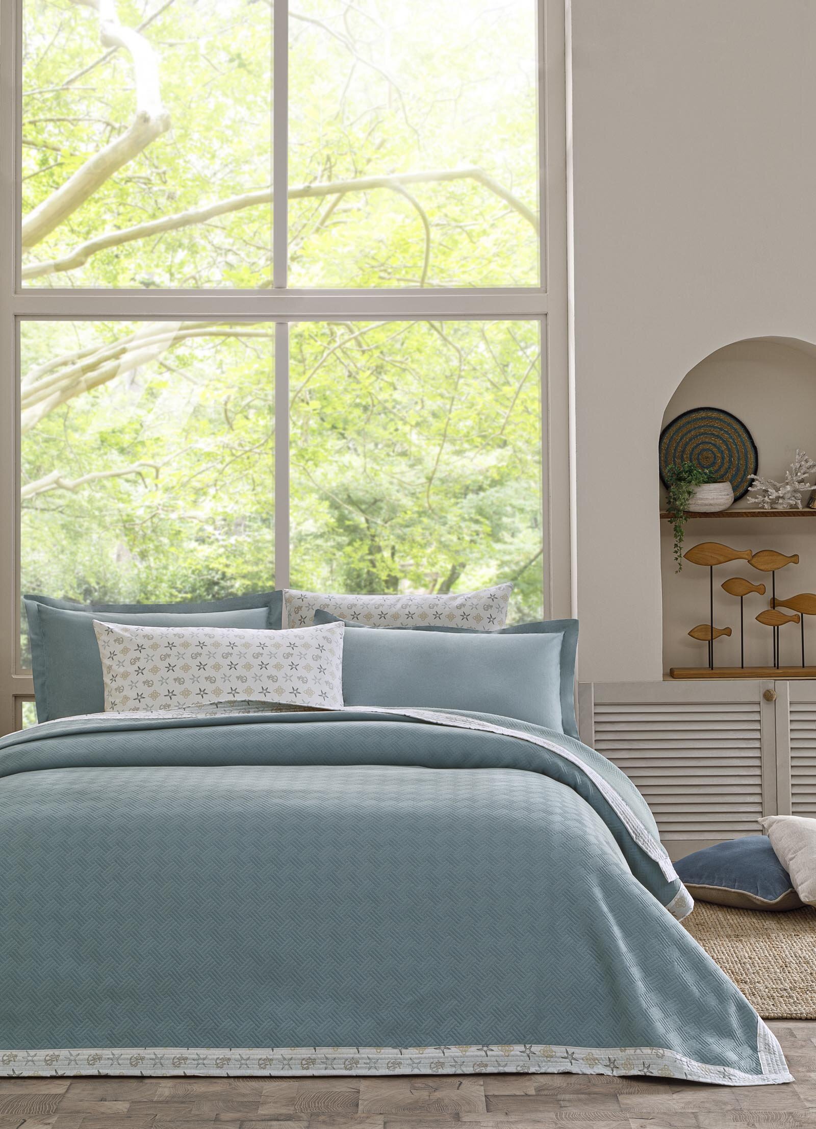 Özdilek Sarmaşık Çift Kişilik Jakar Biyeli Pike Takımı