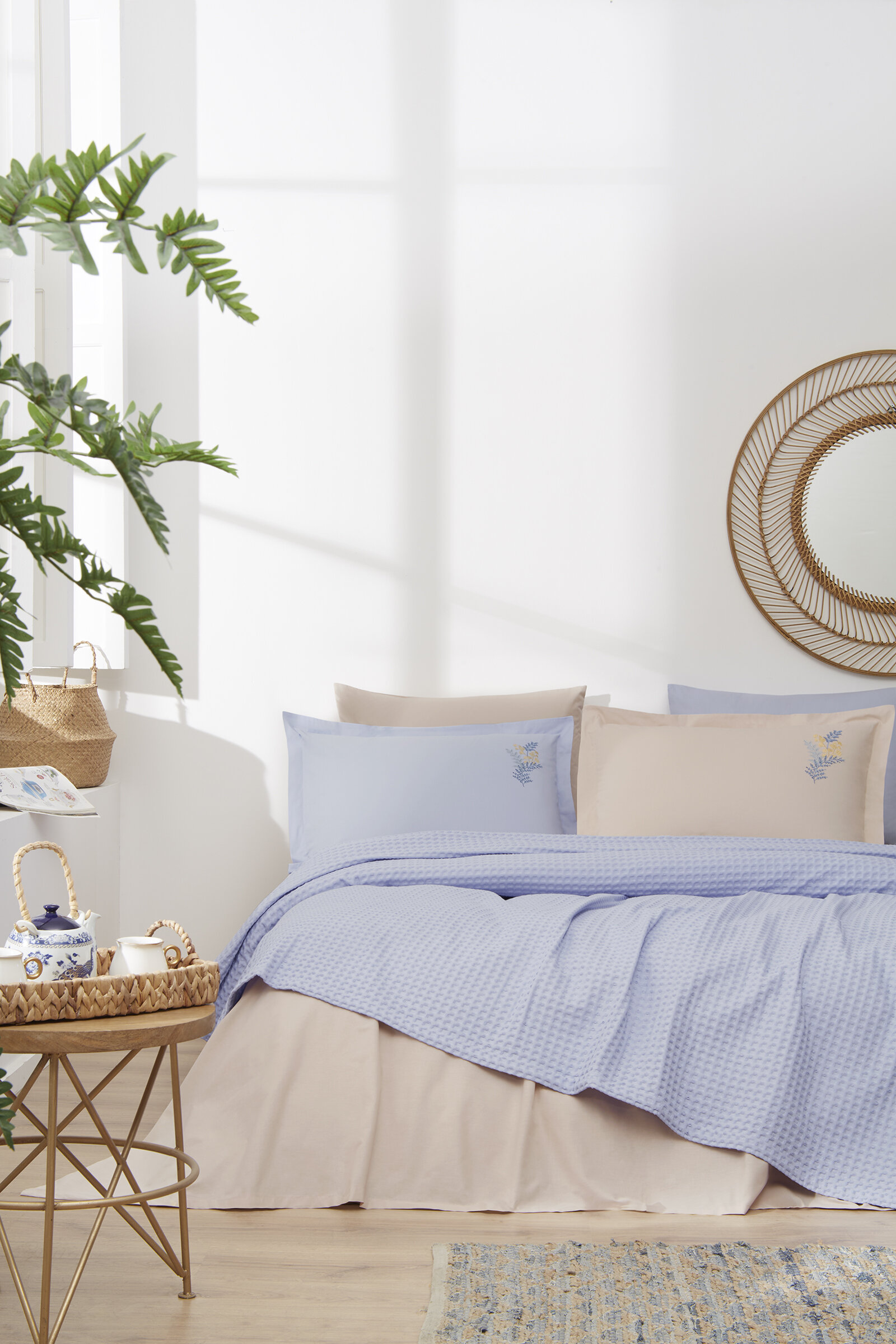 Özdilek Waffle Çift Kişilik Nakışlı Pike Takımı