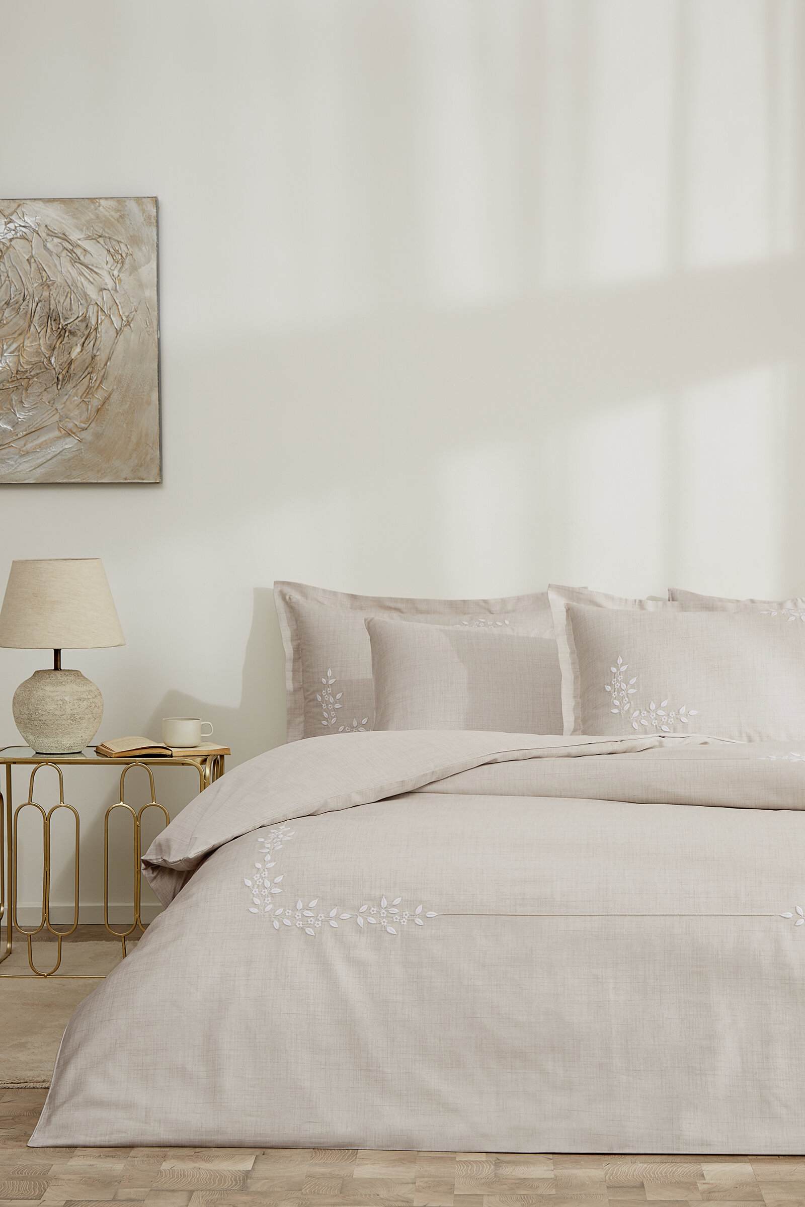 Özdilek Daniela Çift Kişilik Nakışlı Saten Nevresim Takımı