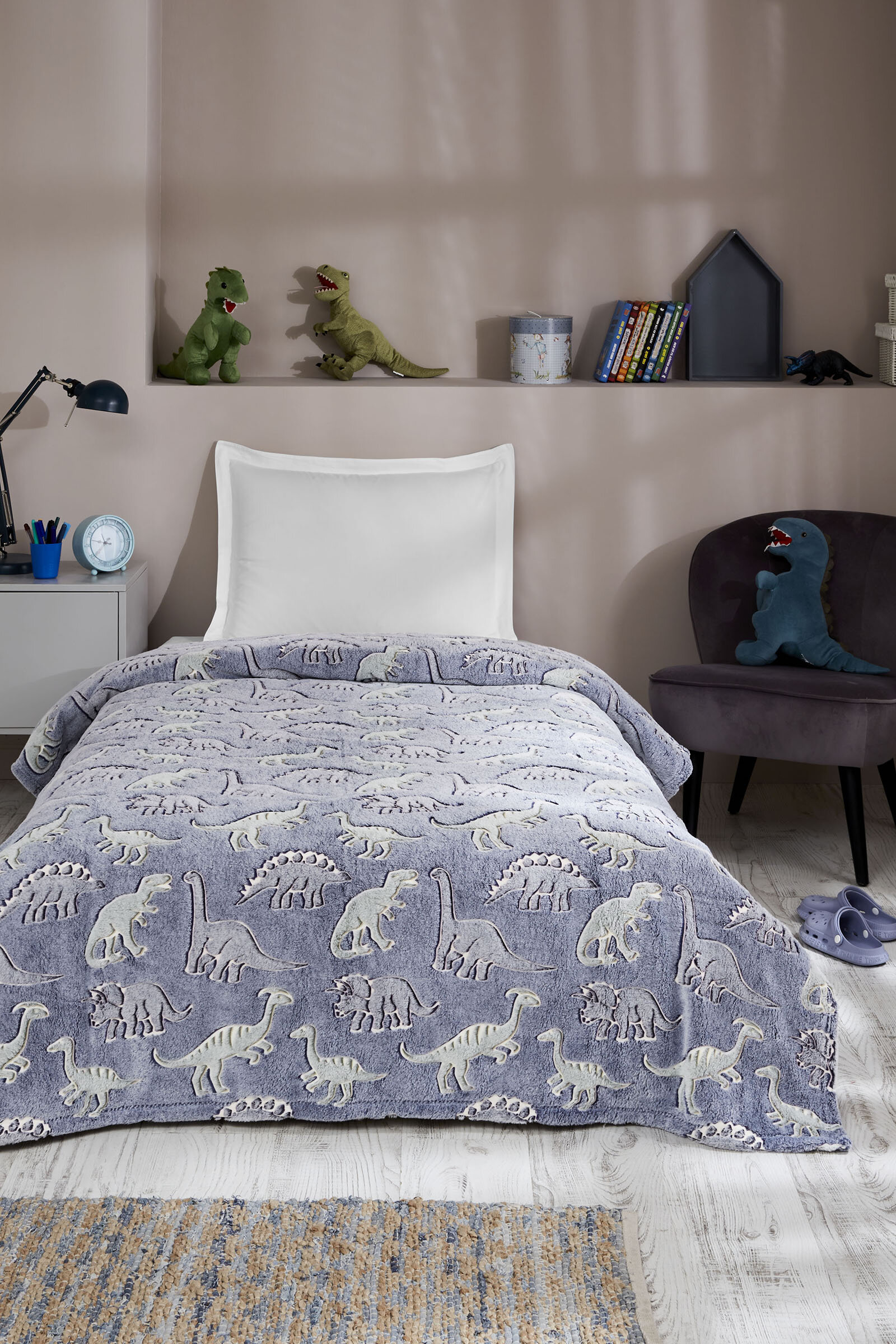 Özdilek Dinosaur Glow In The Dark Tek Kişilik Battaniye 150x220 cm