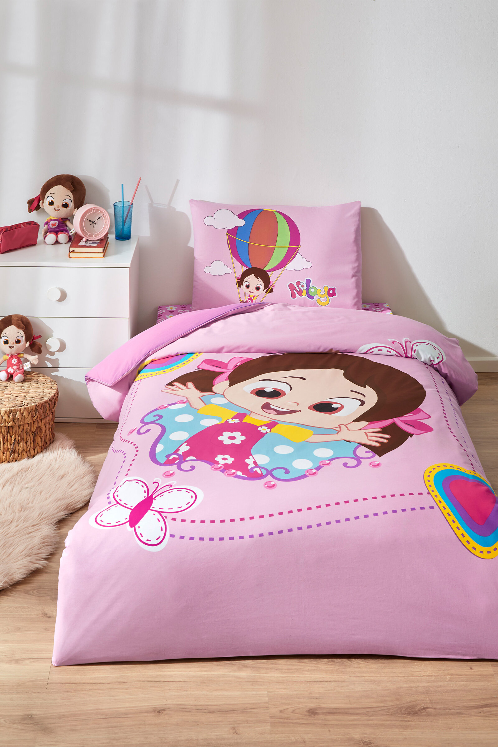 Özdilek Niloya Kelebek Tek Kişilik Lisanslı Lastikli Çarşaf Çocuk Nevresim Takımı