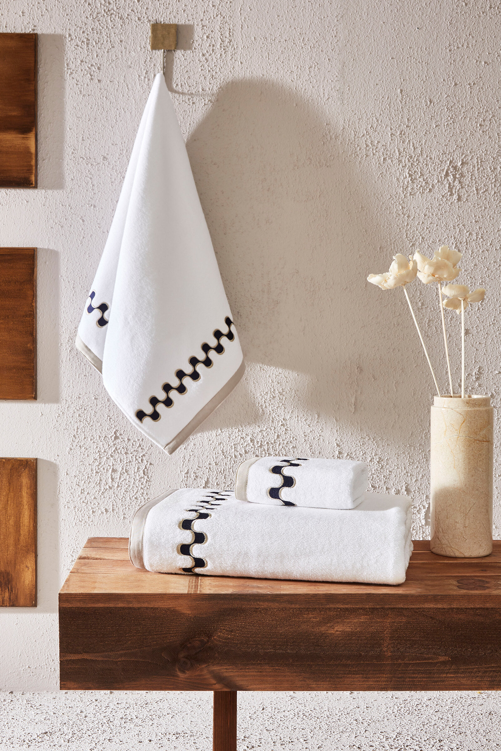 Cottons & Clouds Wave Nakışlı Banyo Havlusu 100 x 150 cm