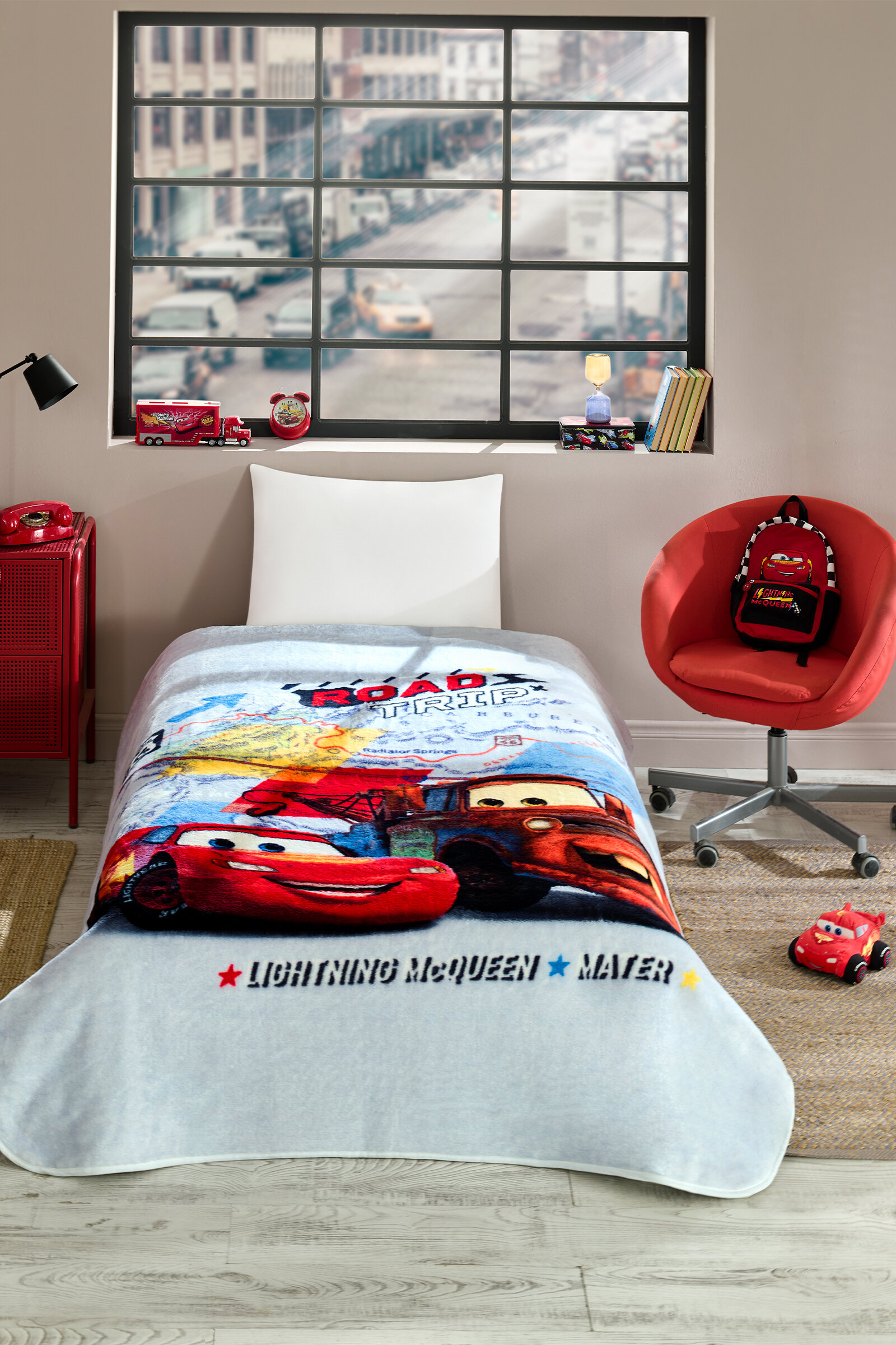 Özdilek Cars Mcqueen Road Disney Lisanslı Tek Kişilik Çocuk Battaniyesi 155x215 cm