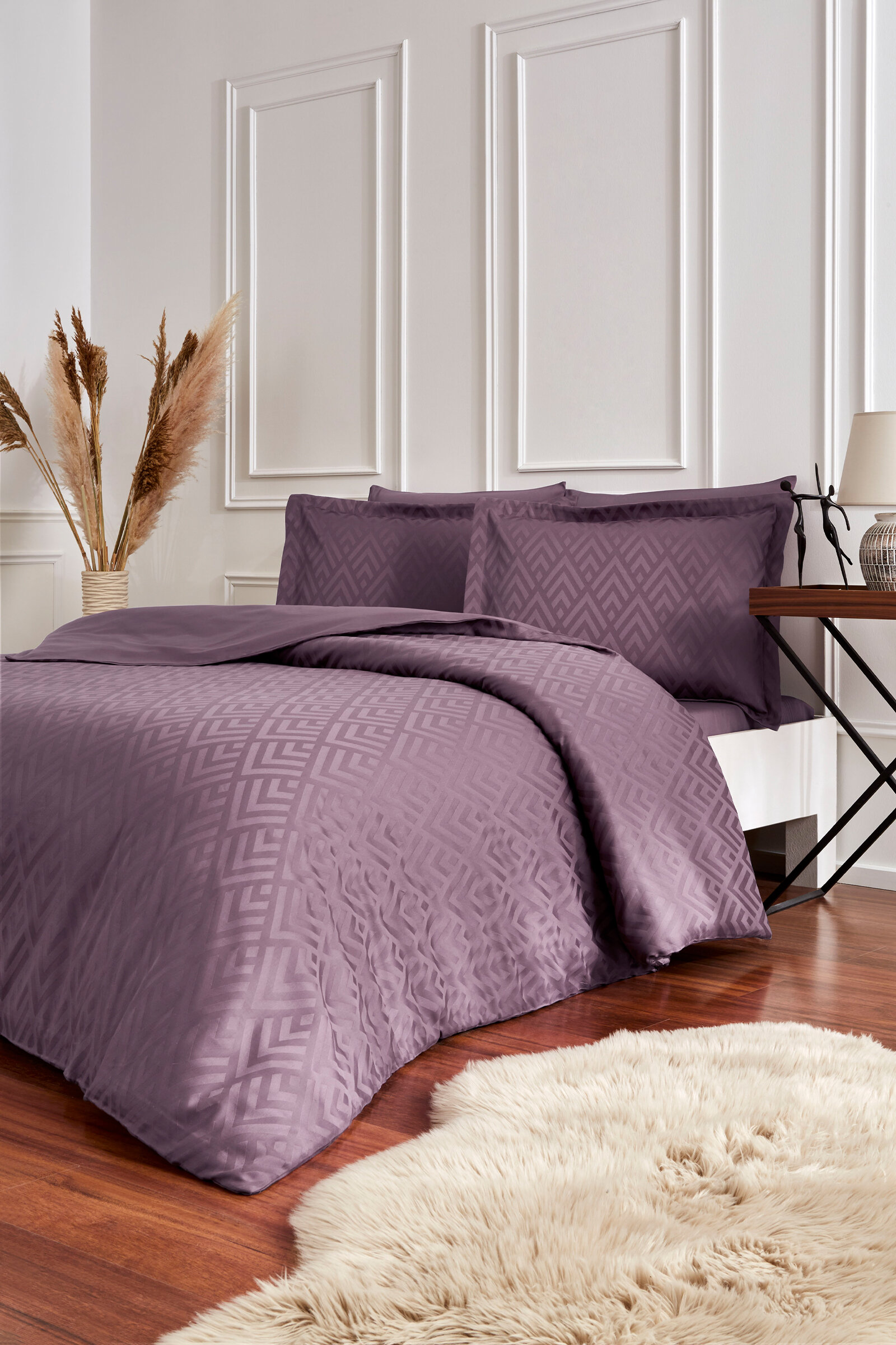 Özdilek Geometrik Çift Kişilik Jakarlı Saten Nevresim Takımı