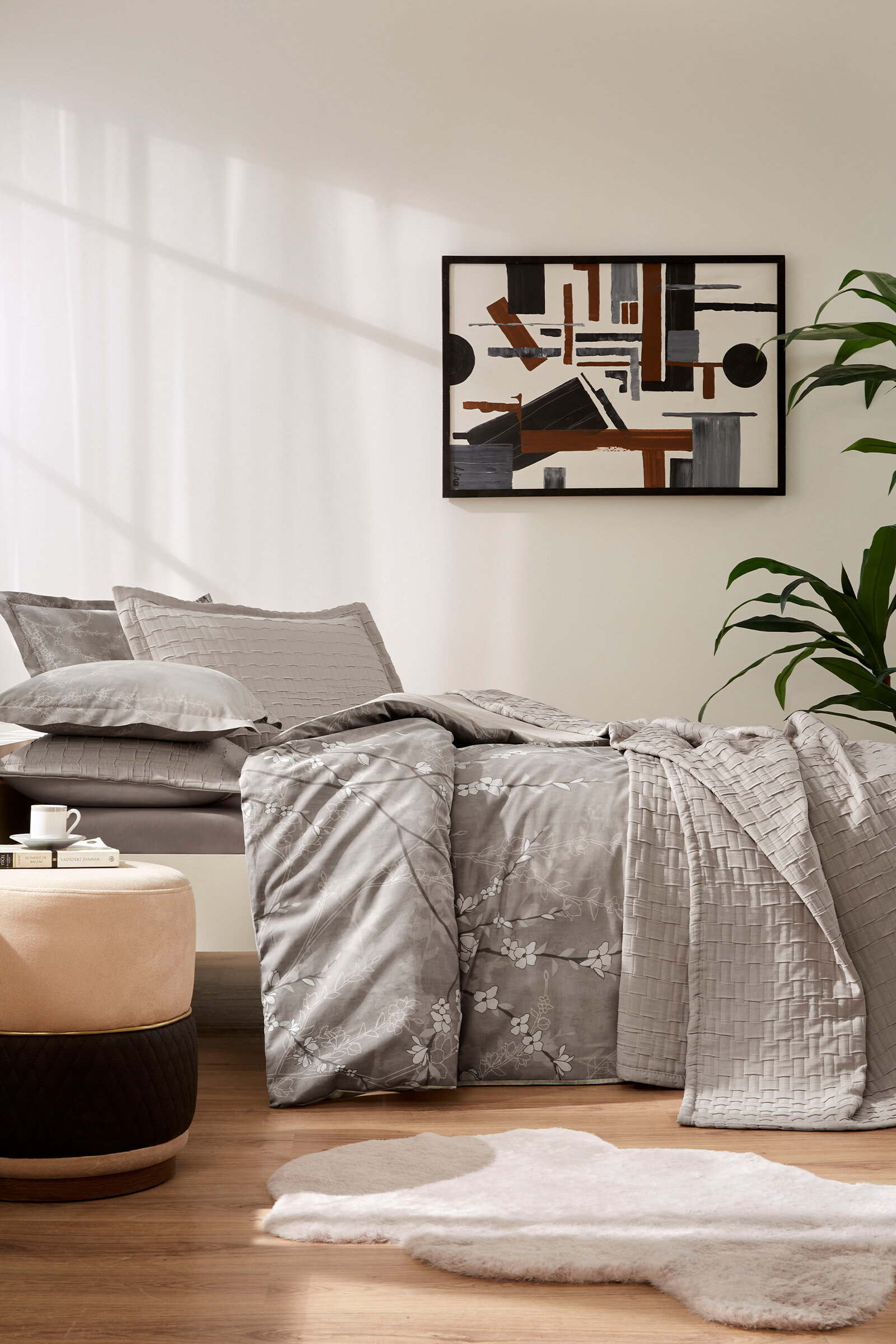 Özdilek White Sakura Çift Kişilik Yatak Örtülü Nevresim Takımı