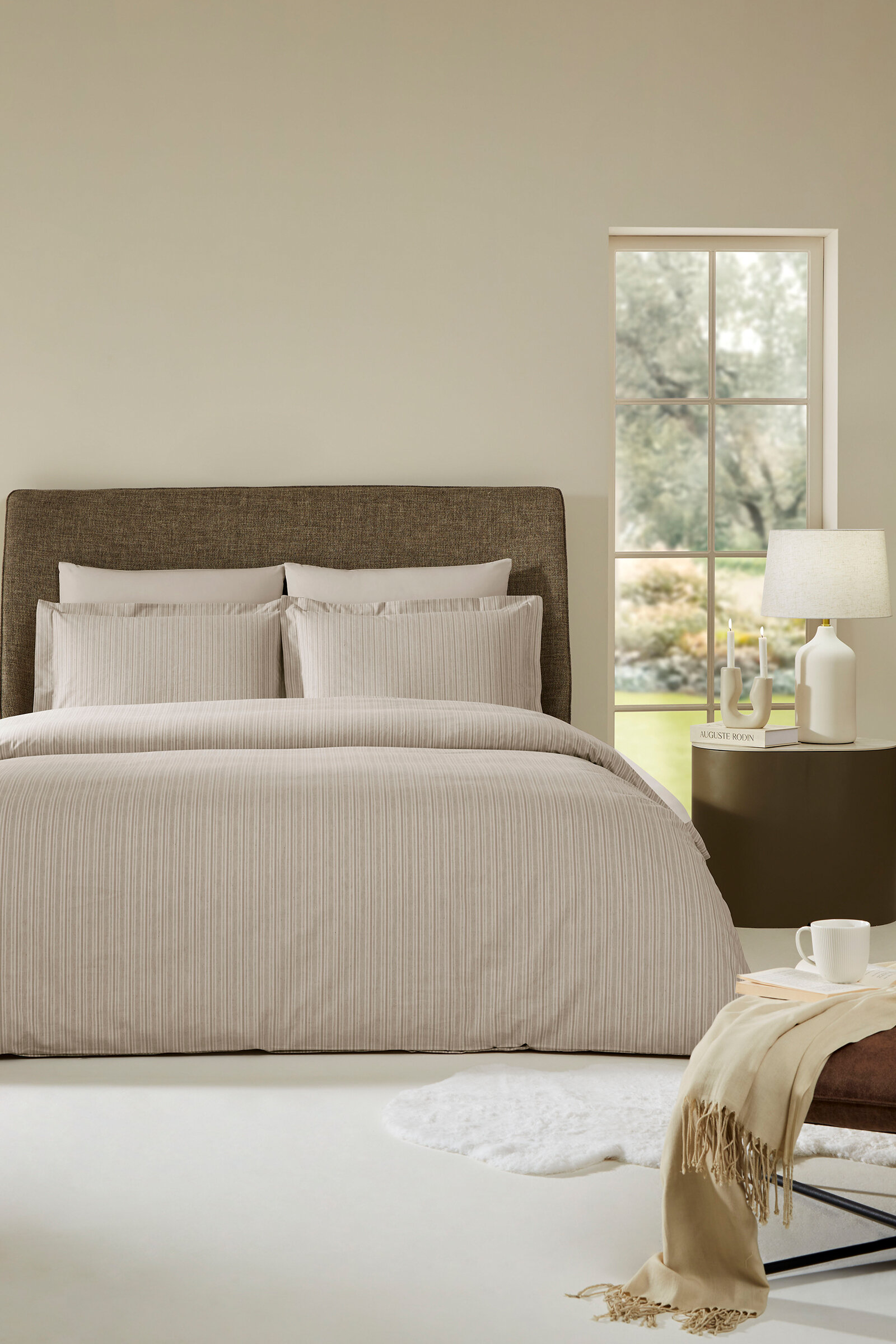 Cottons & Clouds Lino Lastikli Çarşaf King Size Pamuk Keten Nevresim Takımı