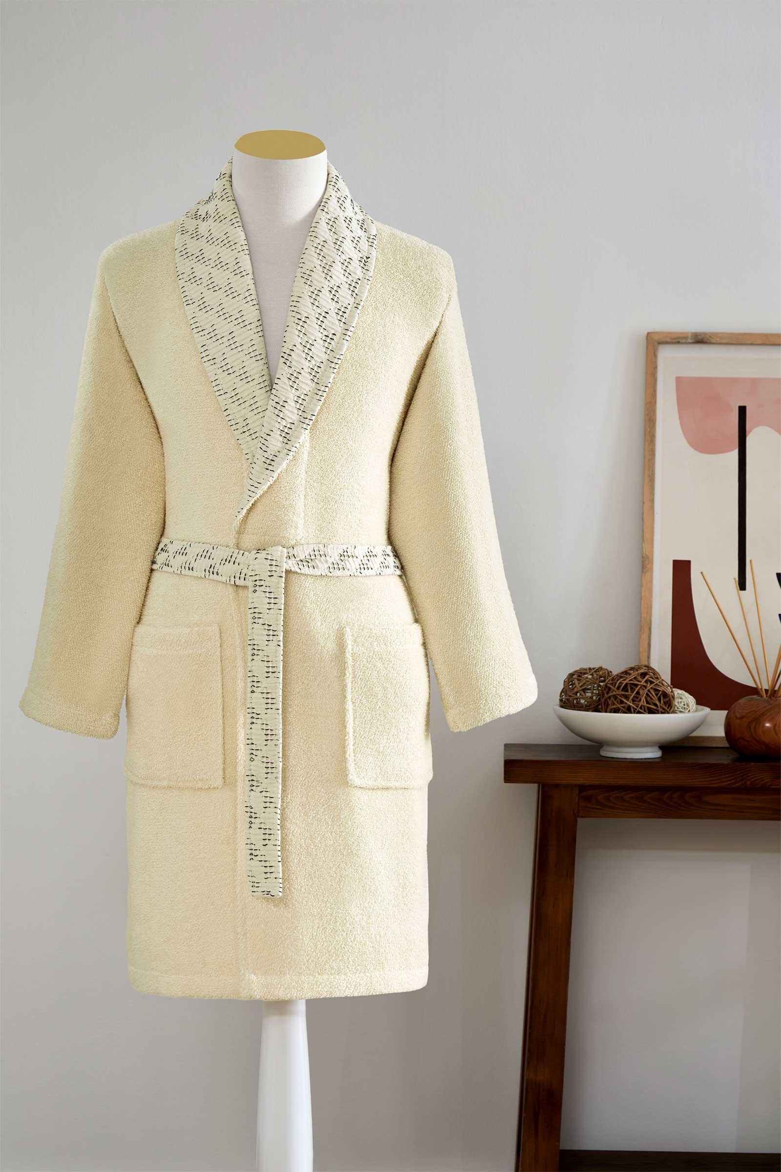 Özdilek Diagonal Waffle Şal Yaka Bornoz