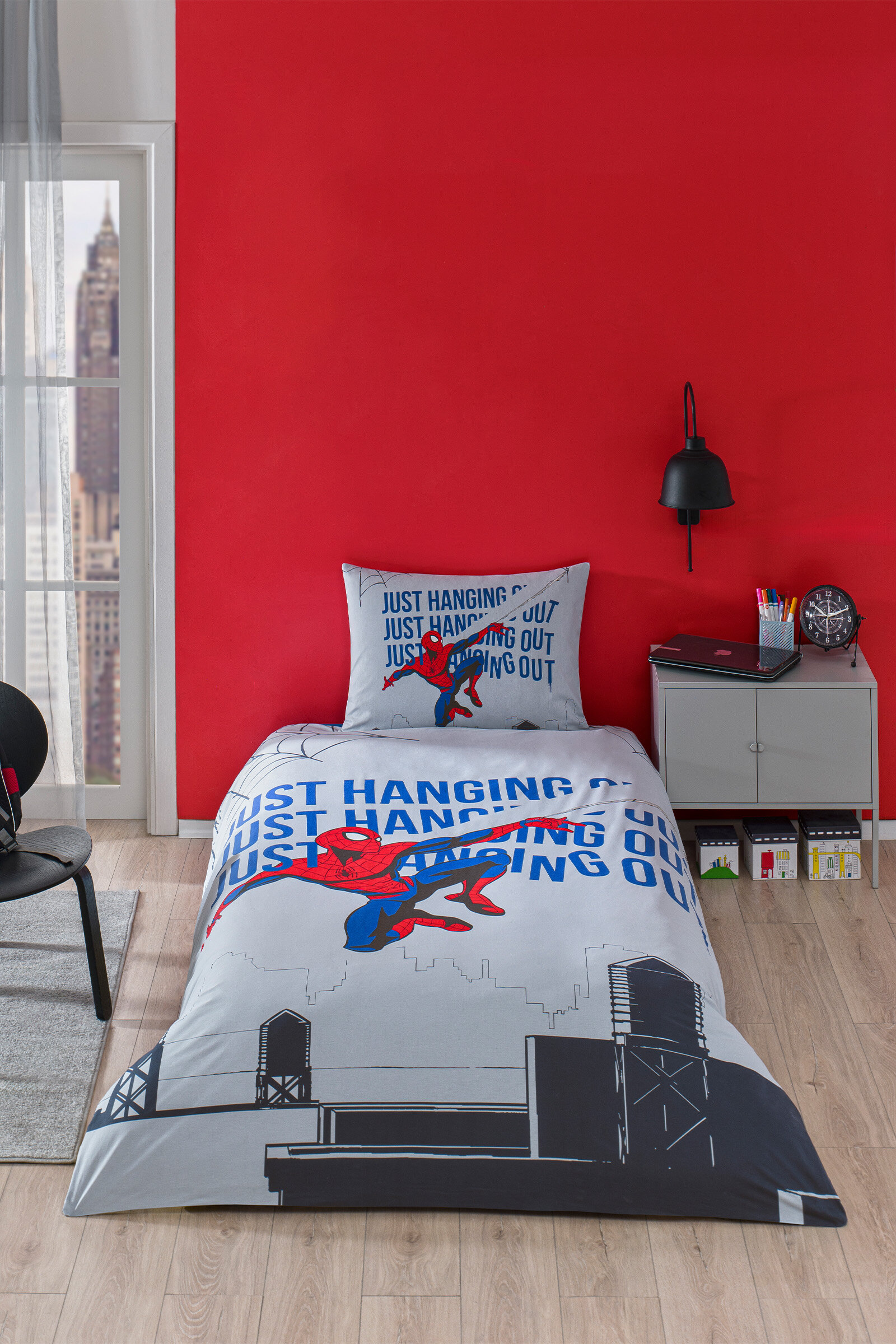 Özdilek Spiderman Blue Web Tek Kişilik Lisanslı Lastikli Çocuk Nevresim Takımı