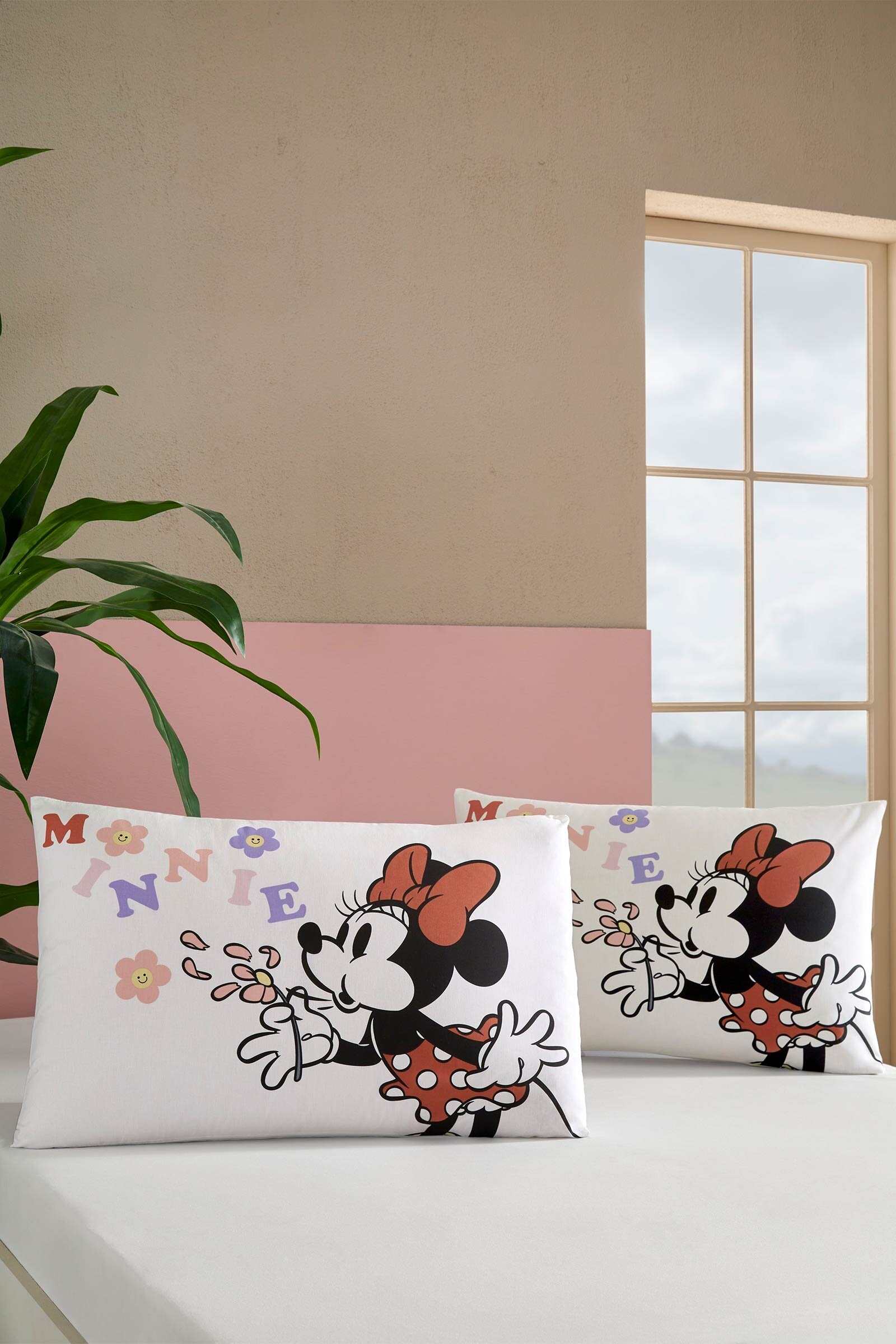 Özdilek Minnie Flowers Disney Lisanslı 2'li Yastık Kılıfı