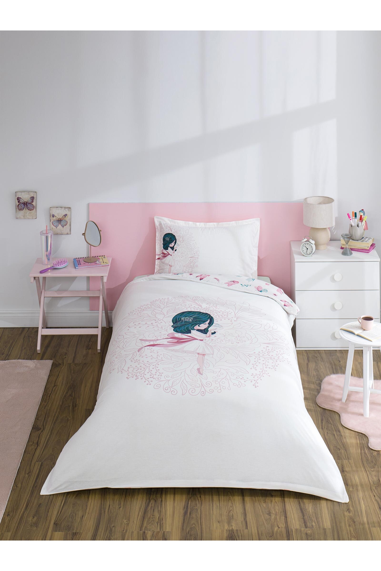 Özdilek Butterfly Ballet Tek Kişilik Lastikli Çarşaf Çocuk Nevresim Takımı