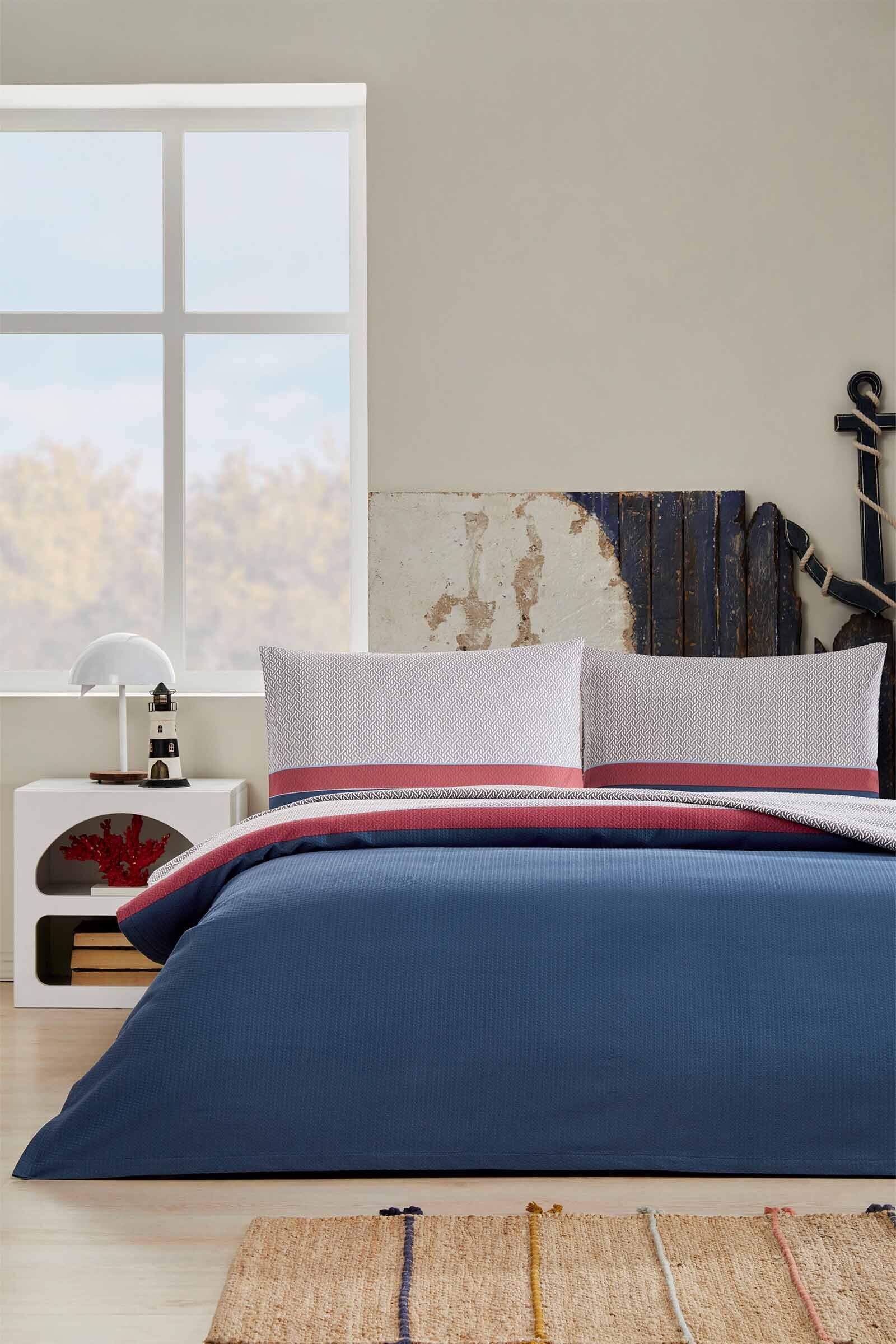 Özdilek Futurista Çift Kişilik Lastikli Çarşaf Pike Takımı