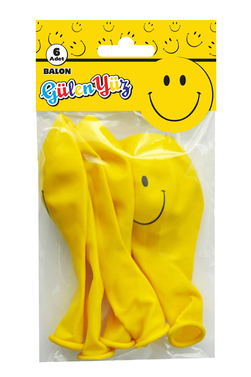 Gülen Surat Poşet İçi 6'lı Balon