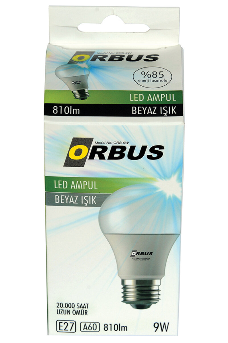 Orbus Led Ampul 9Watt E27 Duy Beyaz