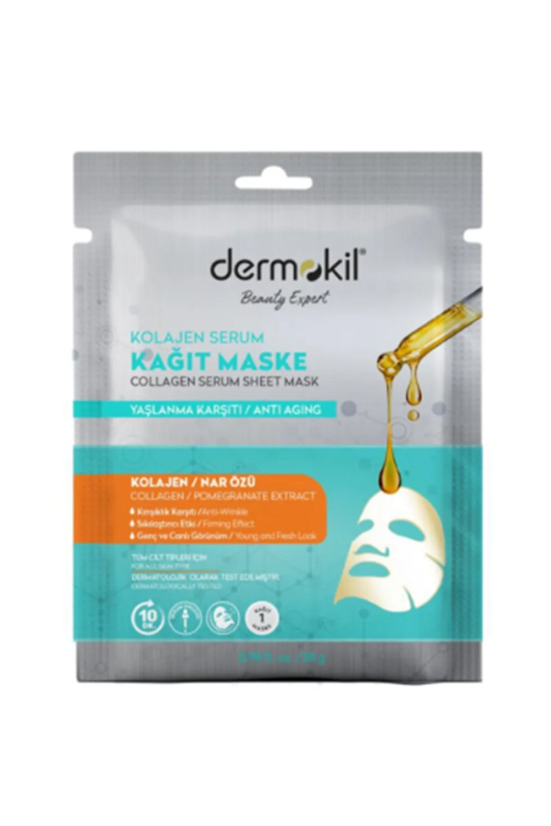Dermokil Kil ve Kolajen Serum İçeren Kağıt Maske