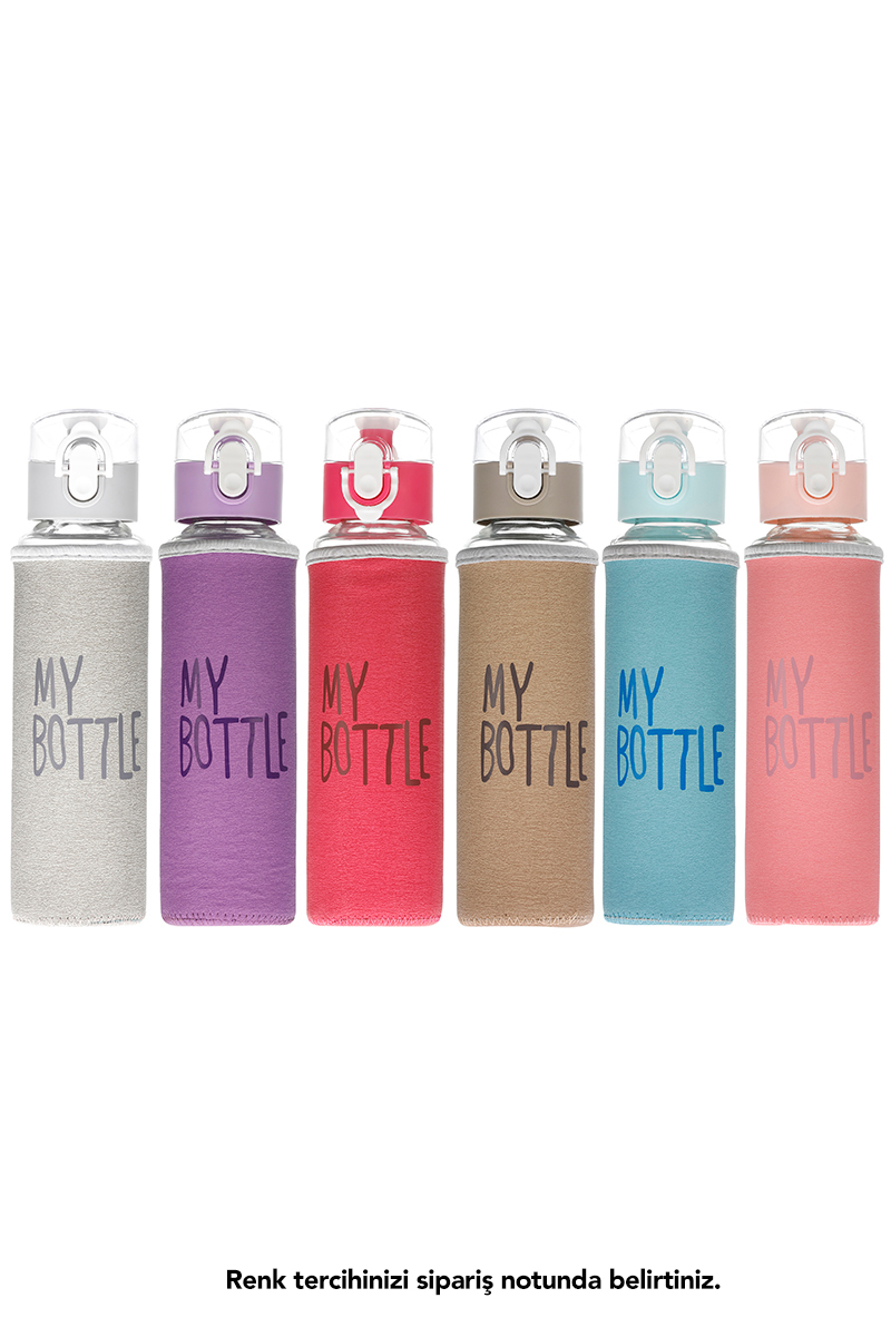 My Bottle Deri Kılıflı Cam Matara 480 Ml Enjoy