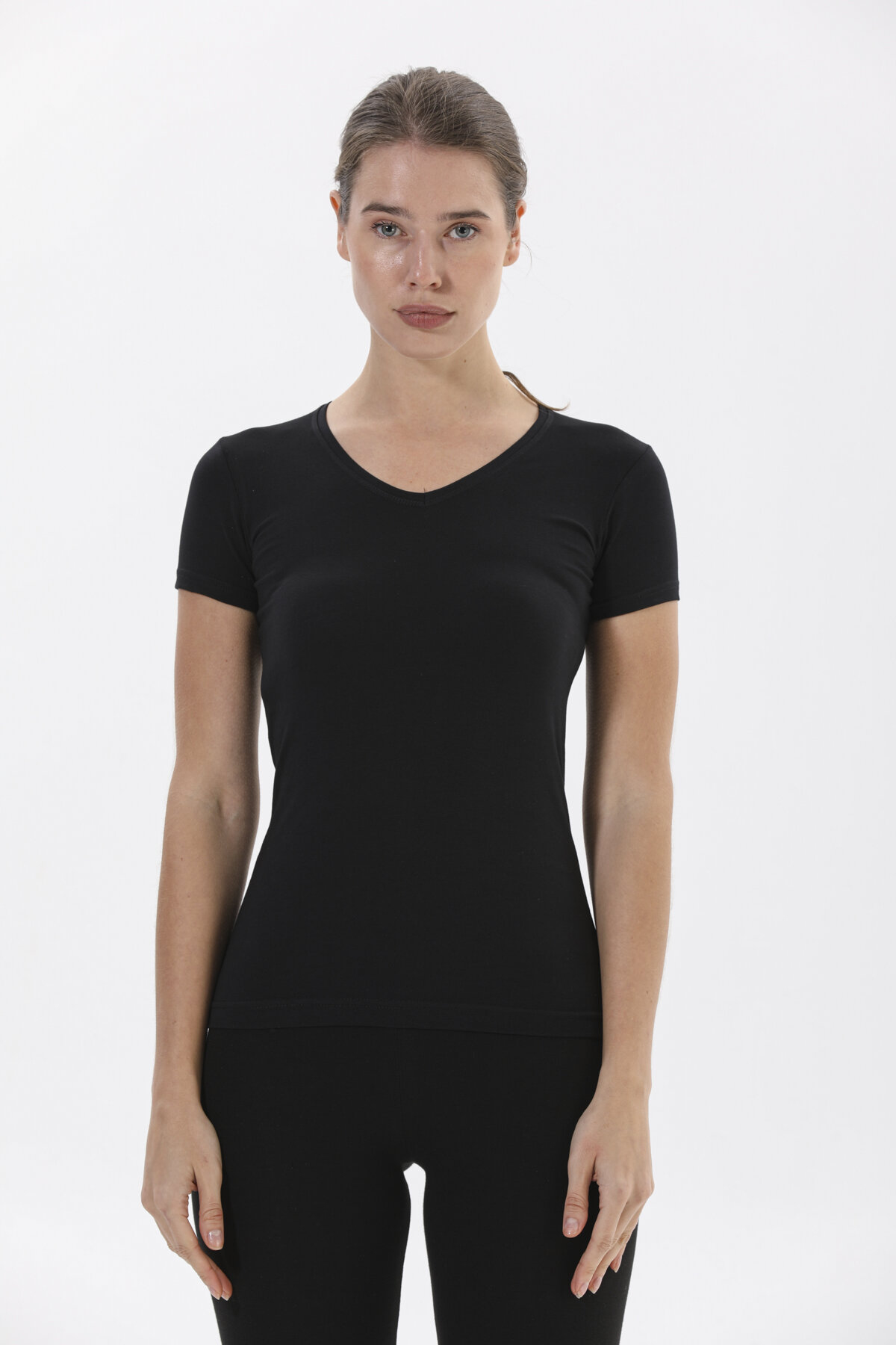 Yıldız Kadın Likralı V Yaka Kısa Kollu 2371