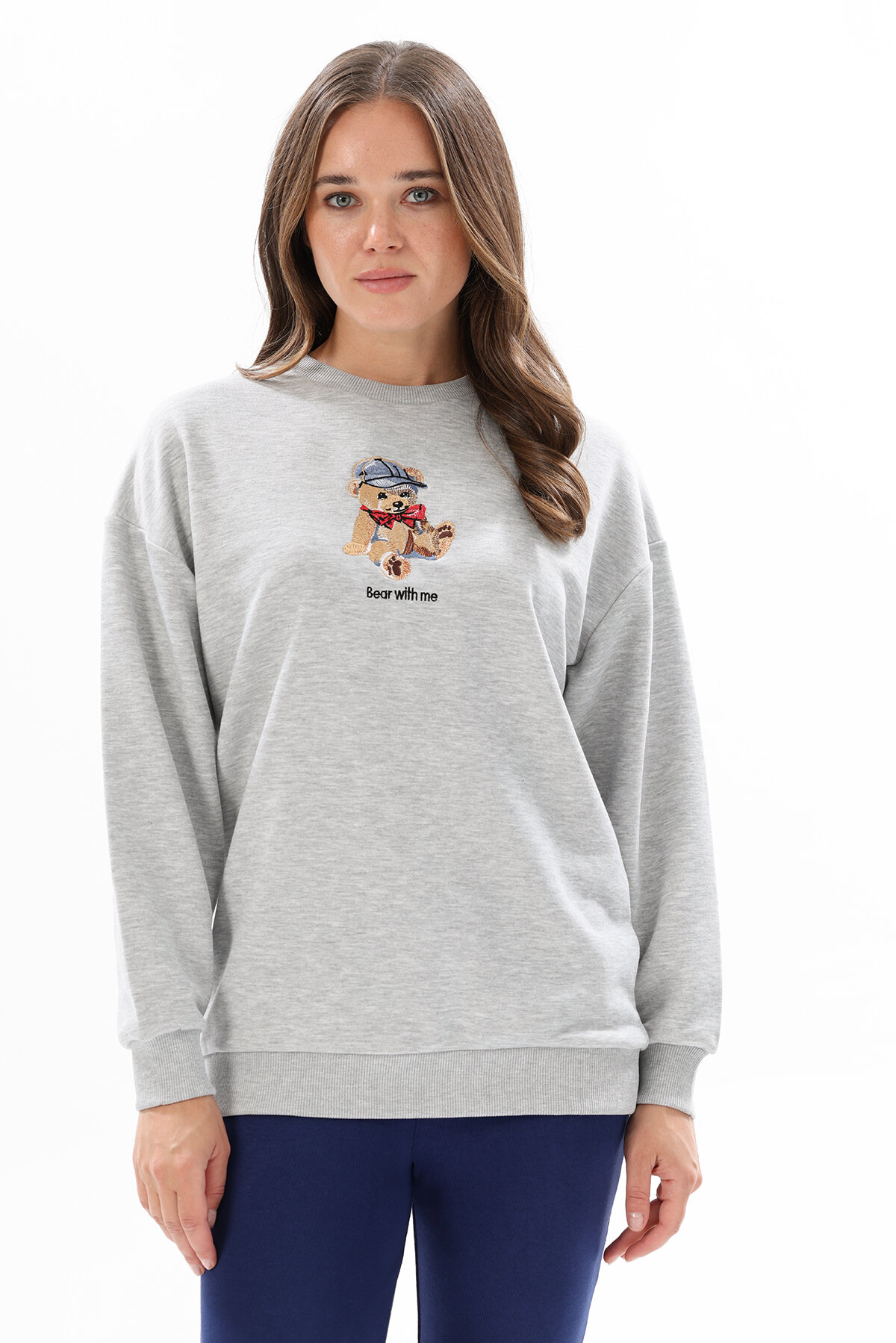 First Company Denim Kadın Nakışlı Oversize Sweatshirt 2524BS130244