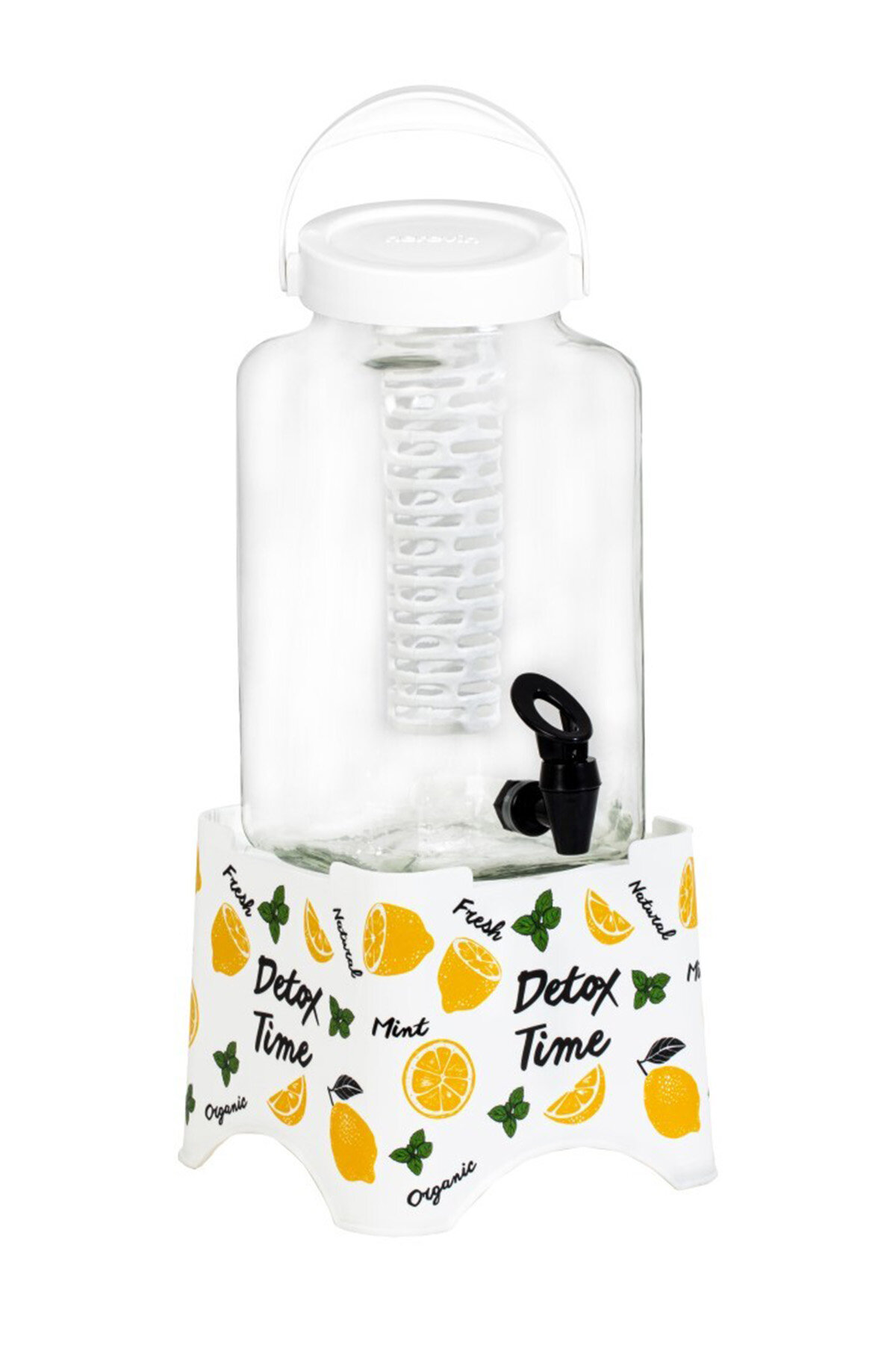 Herevin Desenli Musluklu Kare Kavanoz 3Lt