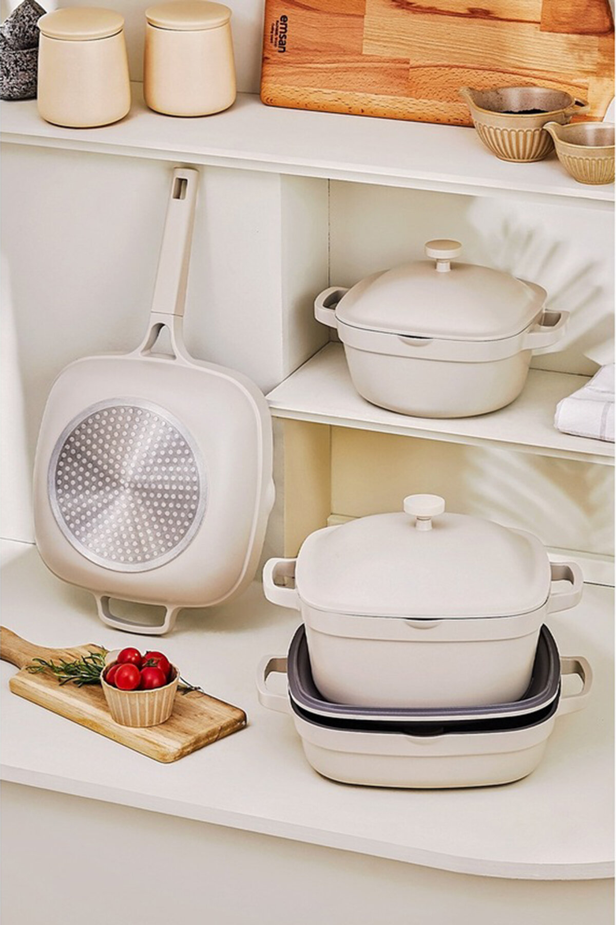 Emsan White Stone Tencere Seti 7 Parça