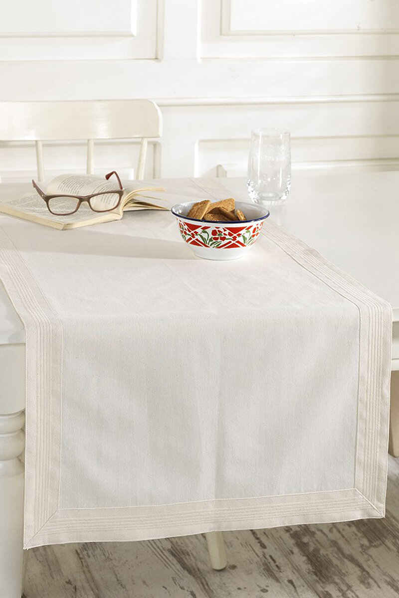 Ödel Buldan Bordürlü Keten Runner BK021M 50x130 cm