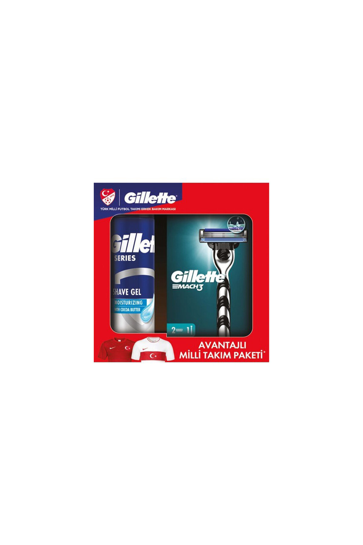 Gillette Mach3 Tıraş Makinesi 2'li Yedek Başlık + Tıraş Jeli 200 ml Set