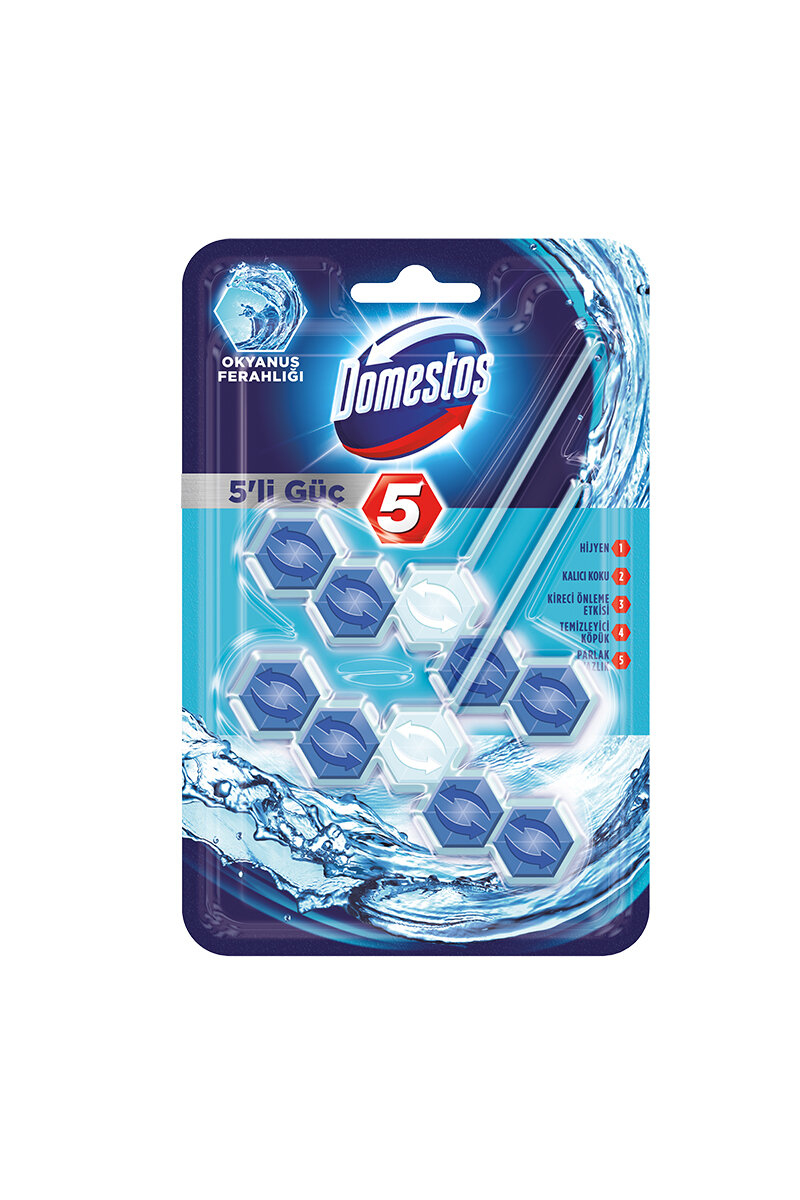 Domestos Wc Temizleyici Blok 2x5'li Güç Okyanus Ferahlığı