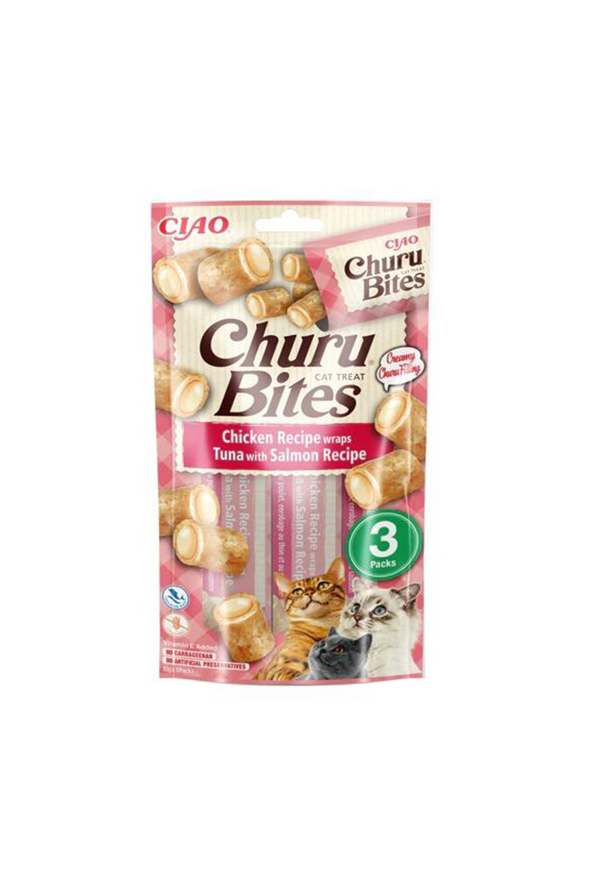 Ciao Churu Bites Tavuk Sargılı , Ton Balıklı ve Somonlu Kedi Ödül Maması 3 x 10 Gr