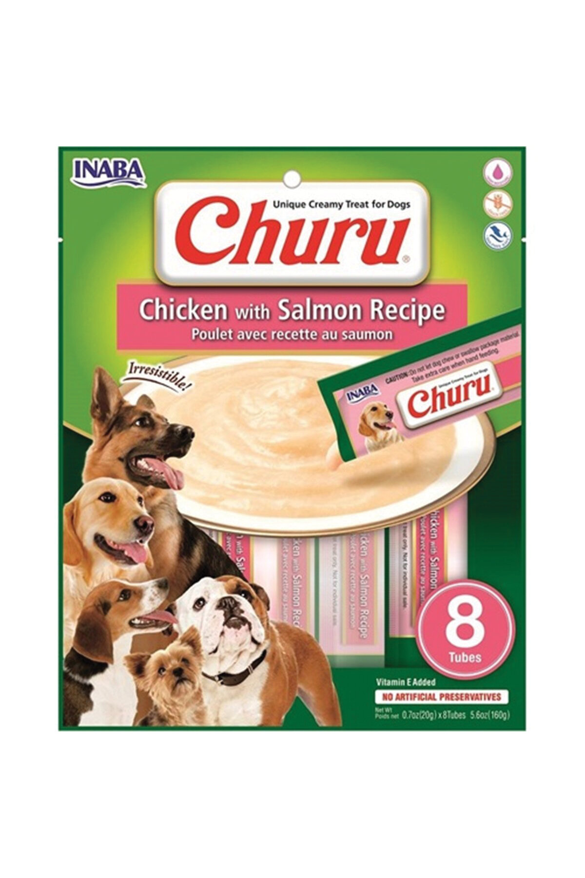 Inaba Ciao Churu Somonlu ve Tavuklu Tamamlayacı Köpek Ödül Maması 8 x 20 Gr