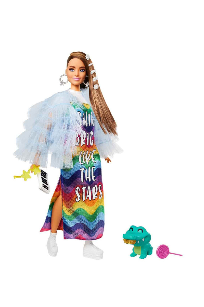 Barbie Extra Renkli Elbiseli Bebek
