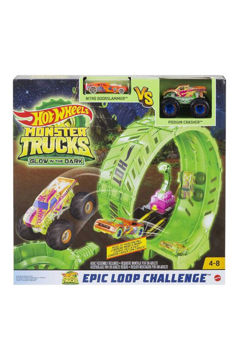 Hot Wheels Monster Trucks Karanlıkta Parlayan Çemberde Yarış Seti