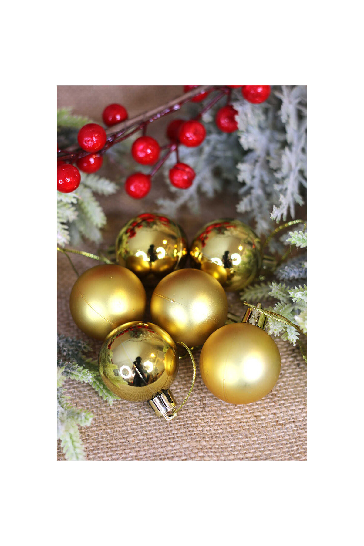 Yılbaşı Ağacı Süsü 6'Lı 4 cm Toplar Altın