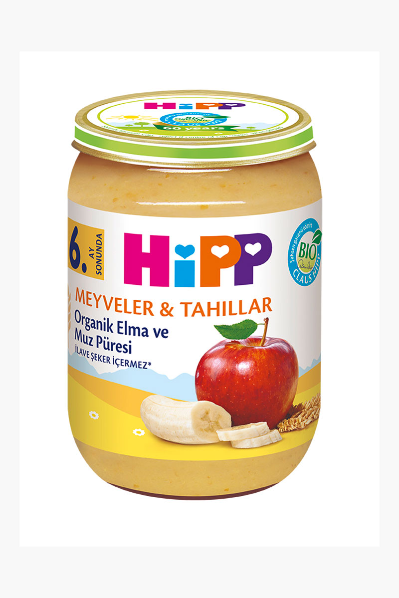 Hipp Elma Muz Püresi Organik Kavanoz Maması 190 g