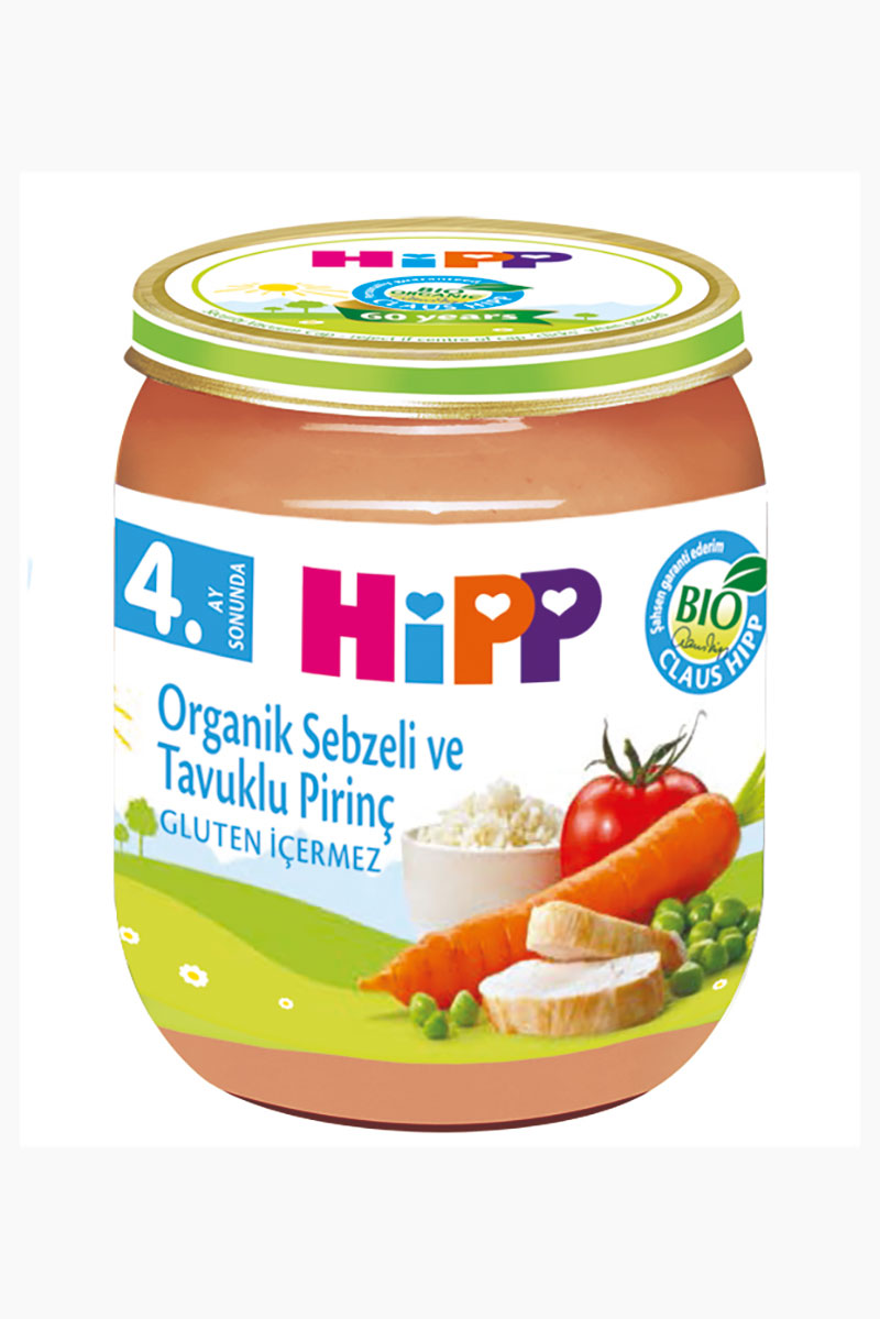 Hipp Organik Sebzeli ve Tavuklu Pirinç Kavanoz Maması 125 g