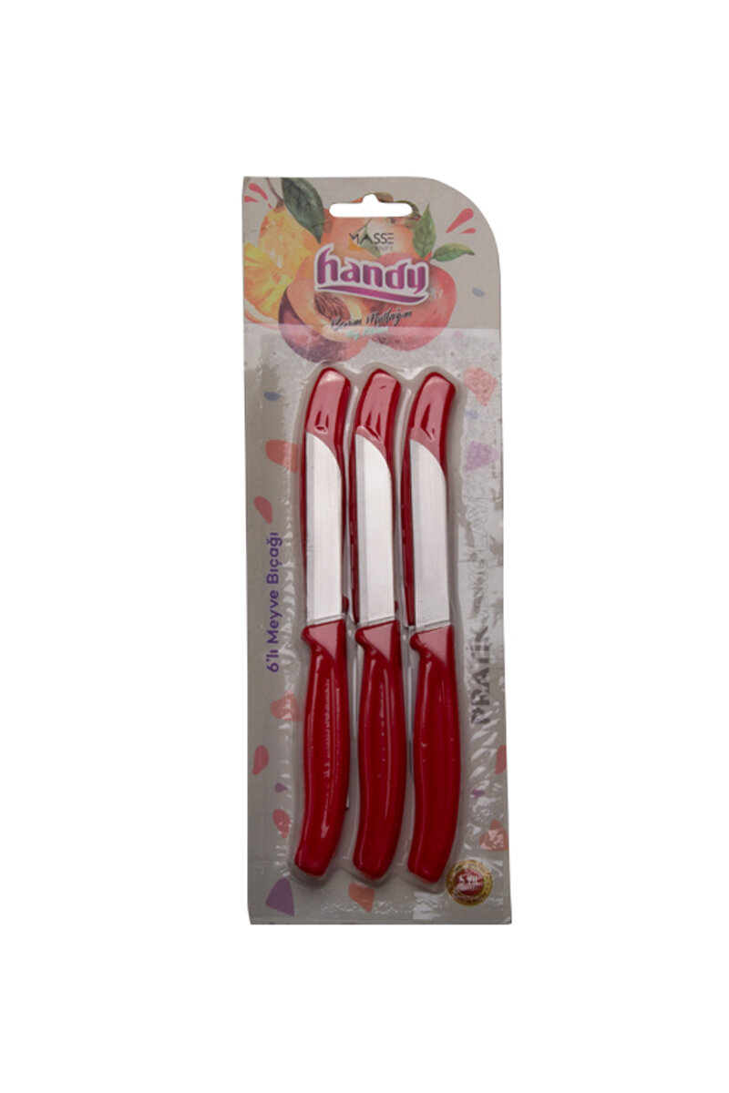 Masse Handy Meyve Bıçağı Kırmızı 6'lı