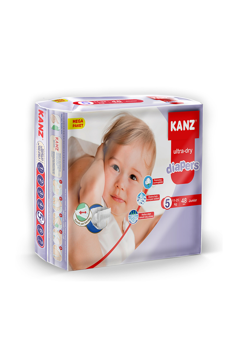 kanz bebek bezi mega paket junior 5 numara 11 25 kg 48 adet bebek bezi kanz