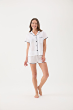 Cottons & Clouds Kadın Kısa Kollu Çoban Dikiş Pijama Üstü CC9581